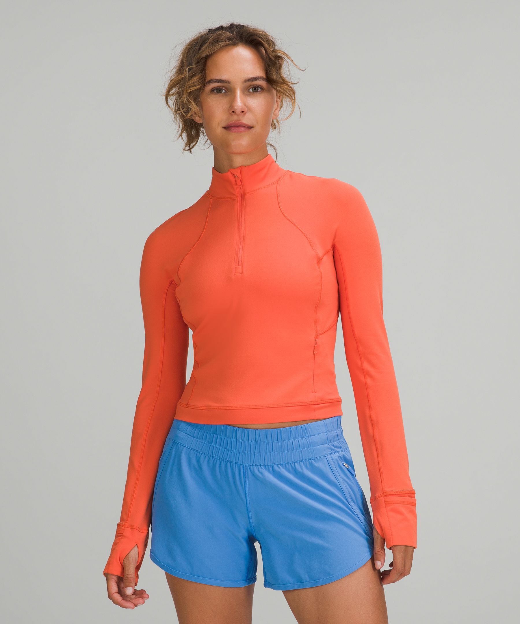 Lululemon It's Rulu Run Cropped Half-zip In Orange