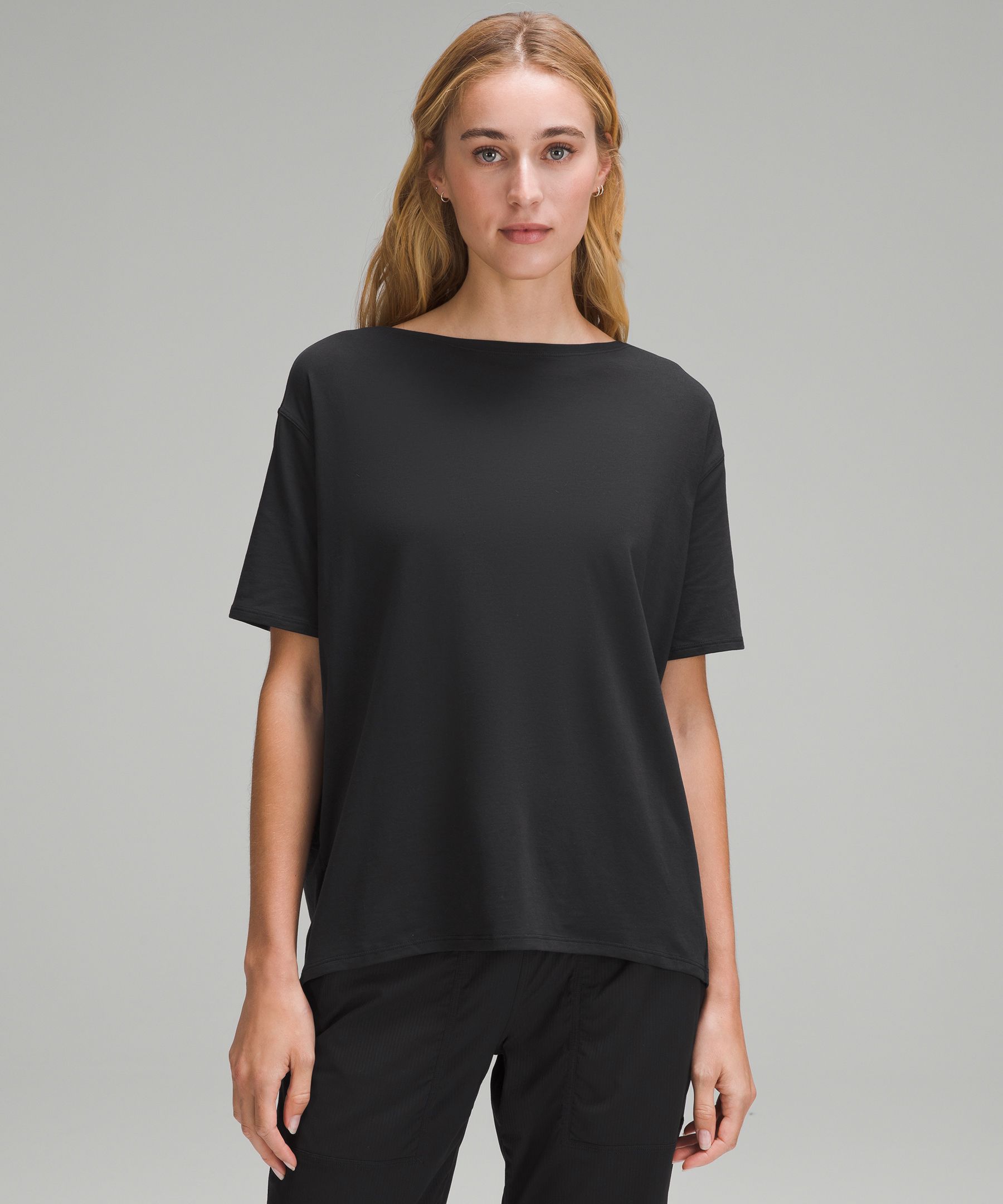 lululemon athletica, Tops, Lululemon Softstreme Gathered Tee Black Size 6  Brand New