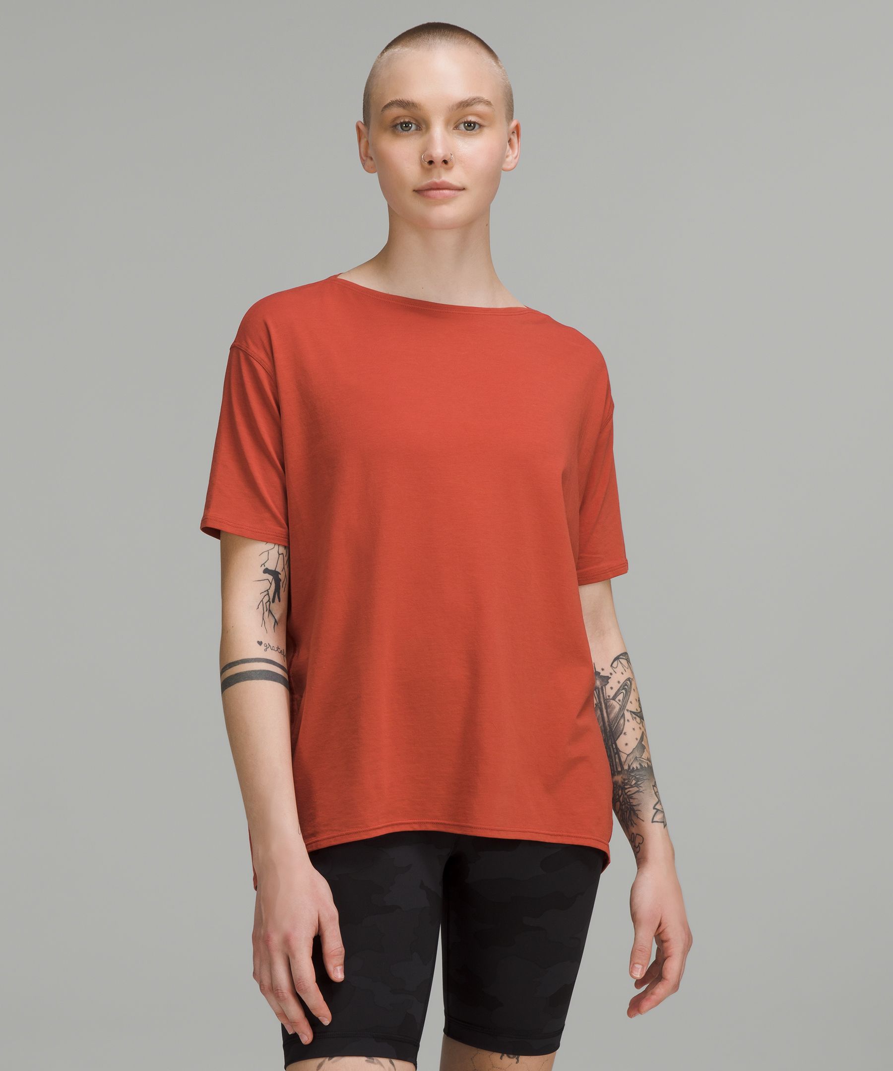 Lululemon Back In Action Short Sleeve Shirt In Red Rock