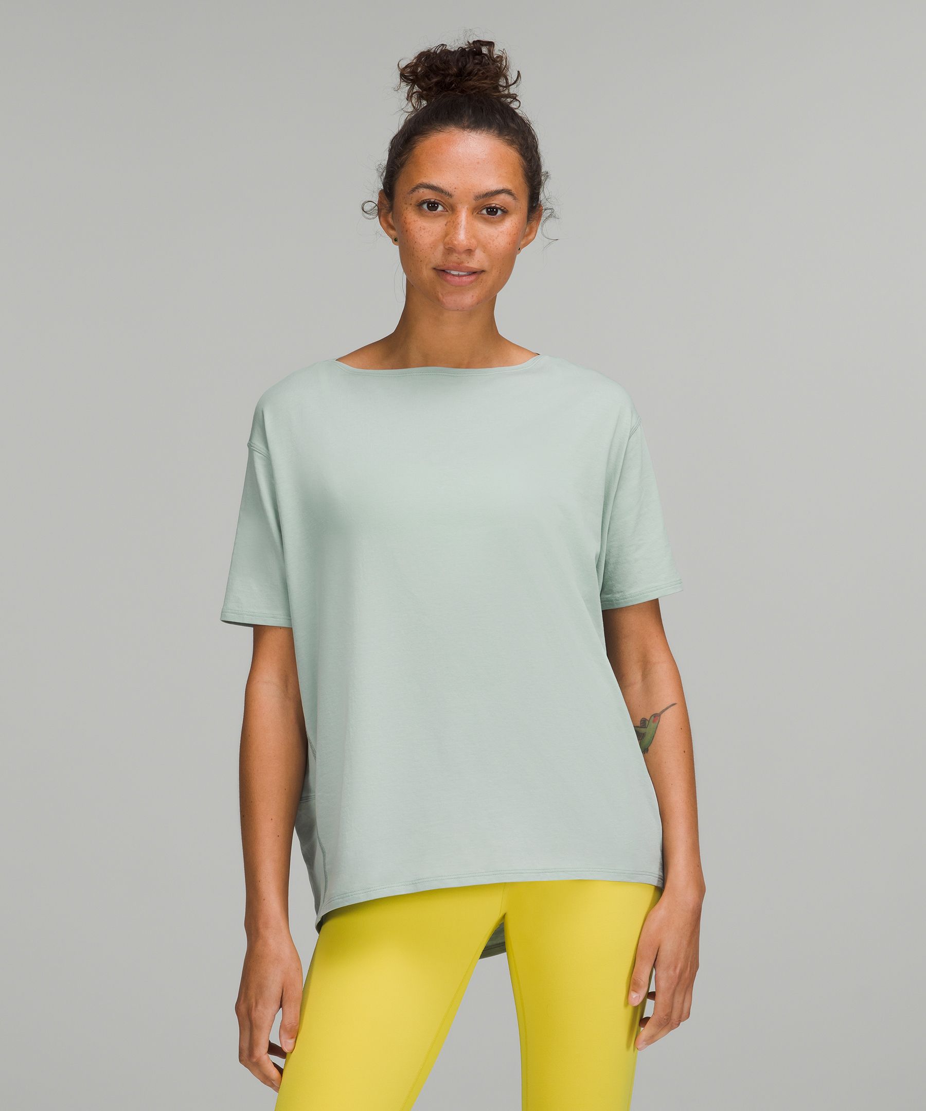 Lululemon Back In Action Short Sleeve Shirt In Silver Blue