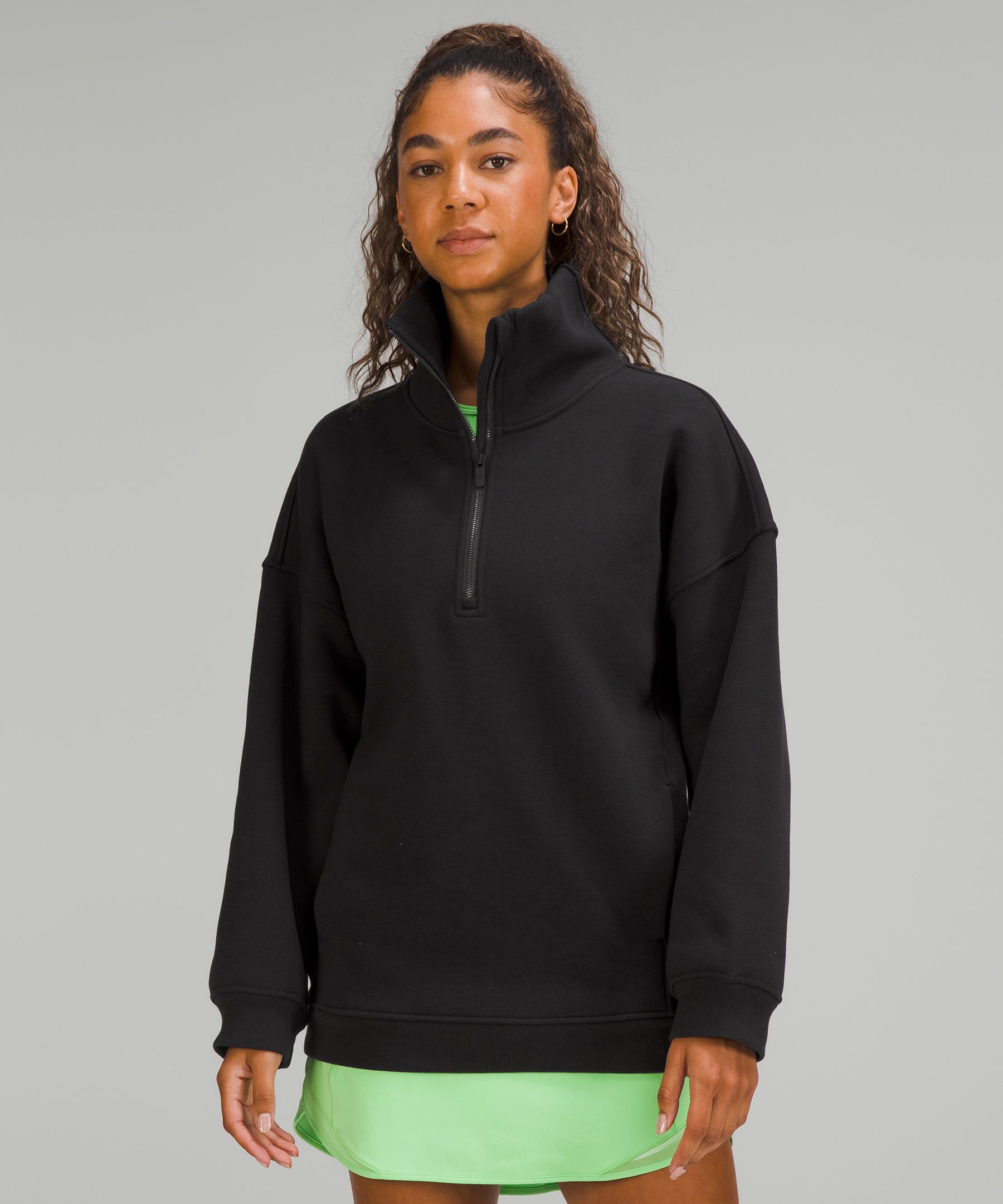 Fleece half zip sweatshirt deals