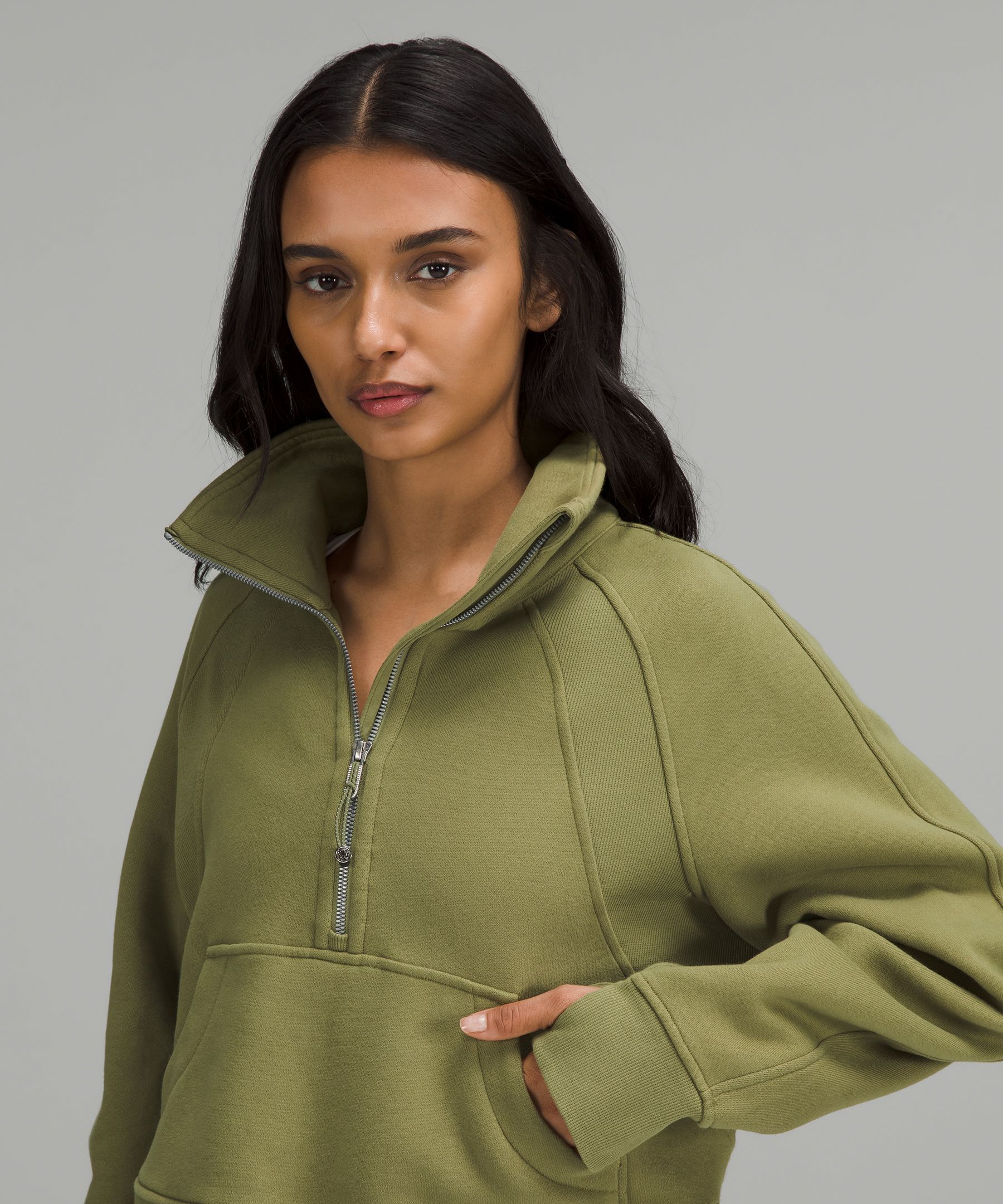 restock][US] Scuba Oversized Funnel Neck Half Zip in Trench, size