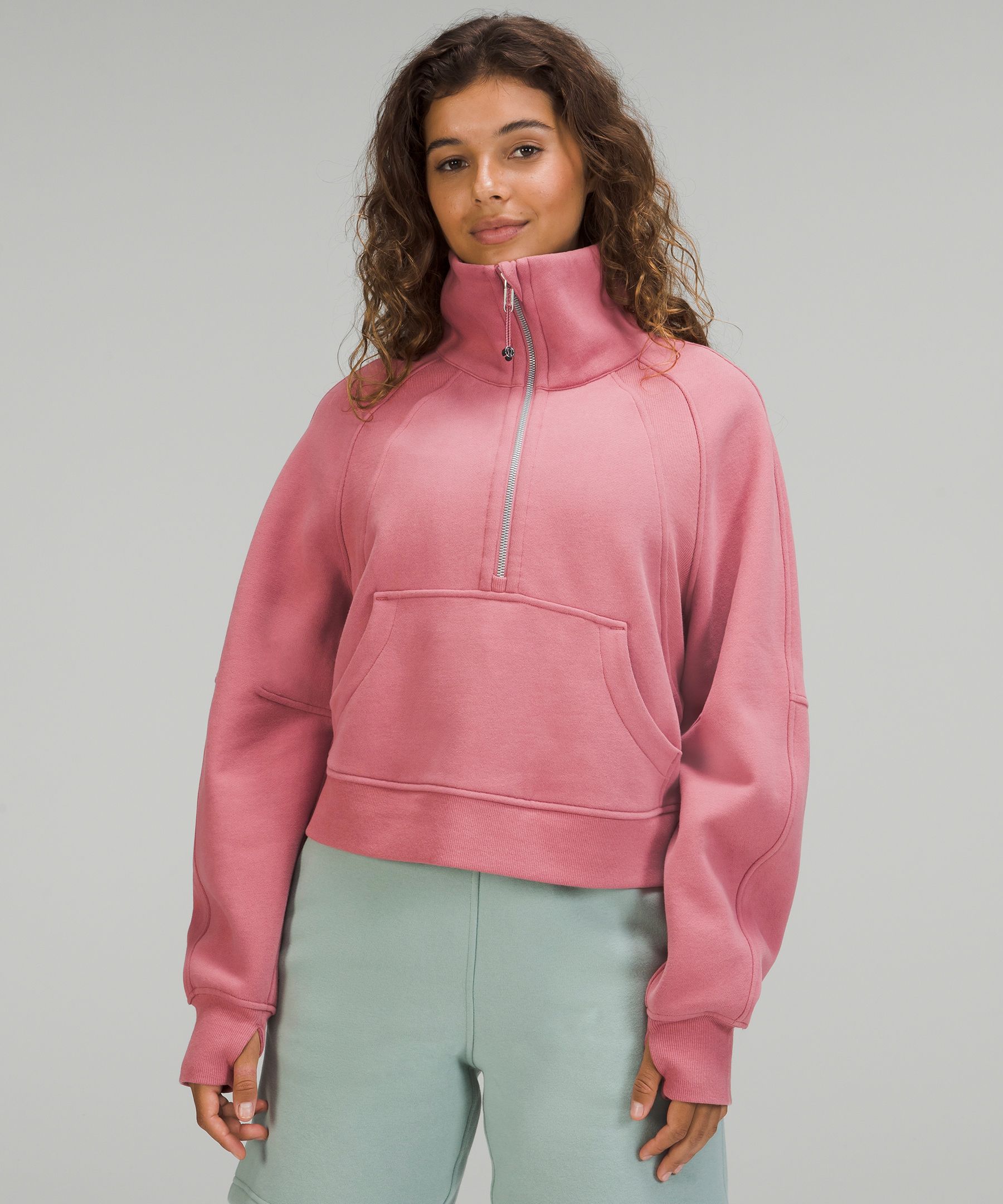 Lululemon Scuba Oversized Funnel Neck Half Zip In Brier Rose