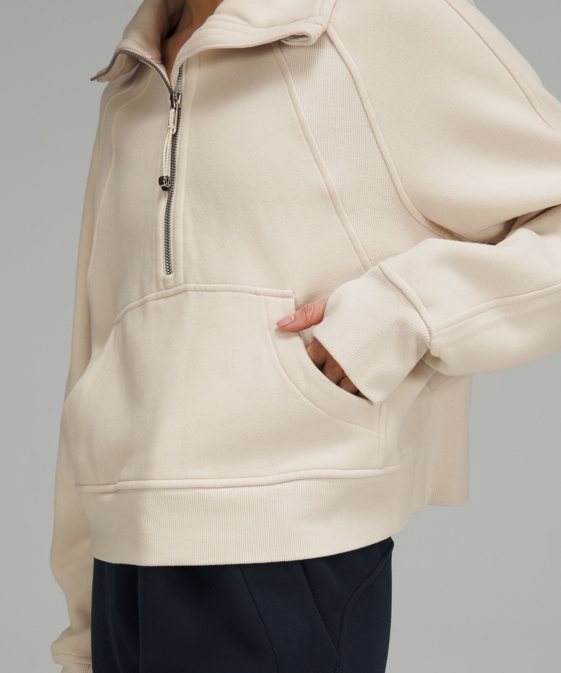 lululemon athletica, Tops, Lululemon Scuba Funnel Neck Halfzip Xss  Heathered Ivory Bone Cream Gold Zipper