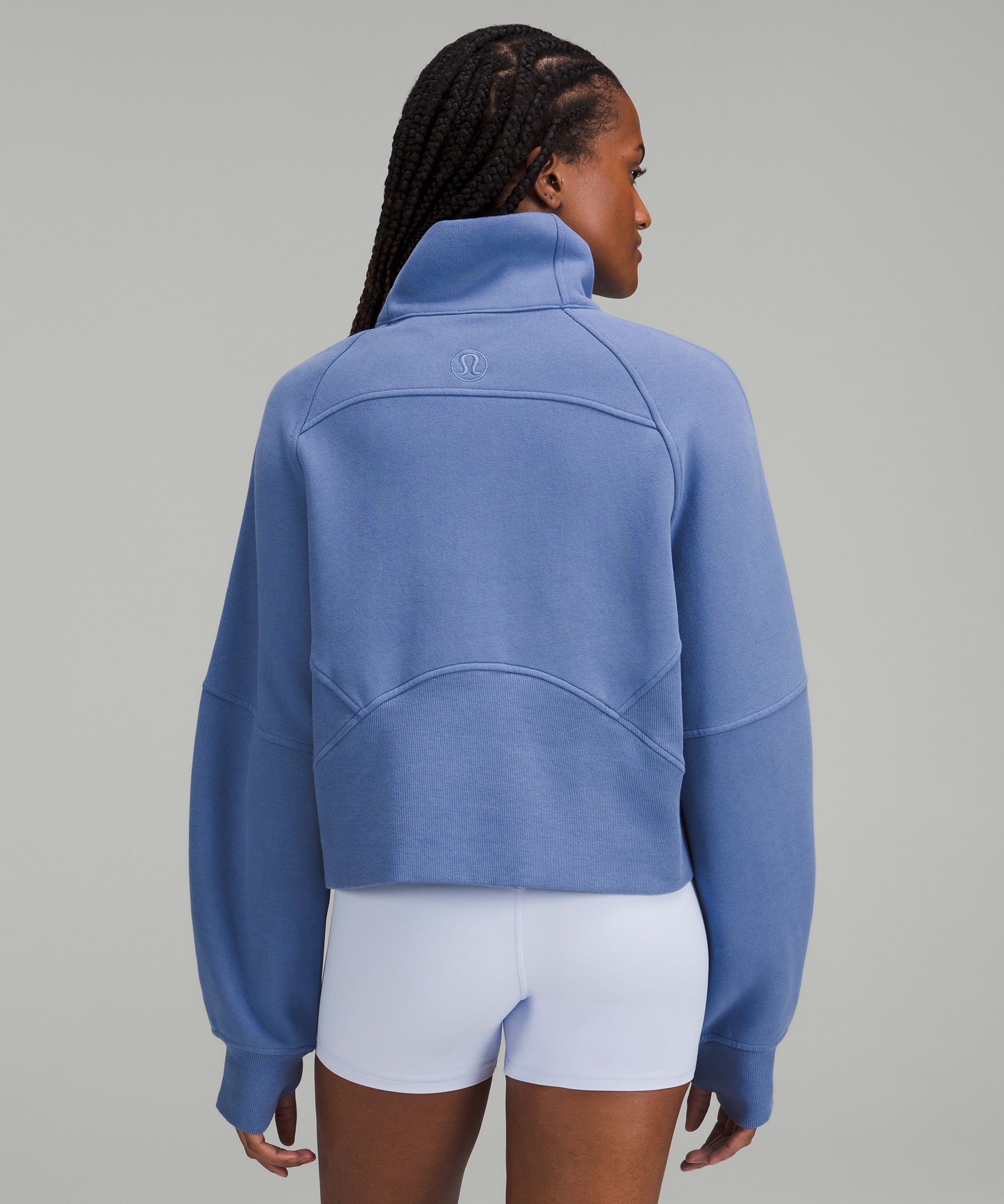 lululemon athletica, Tops, Lululemon Scuba Oversized Funnel Neck Half Zip  Color Blue Linen