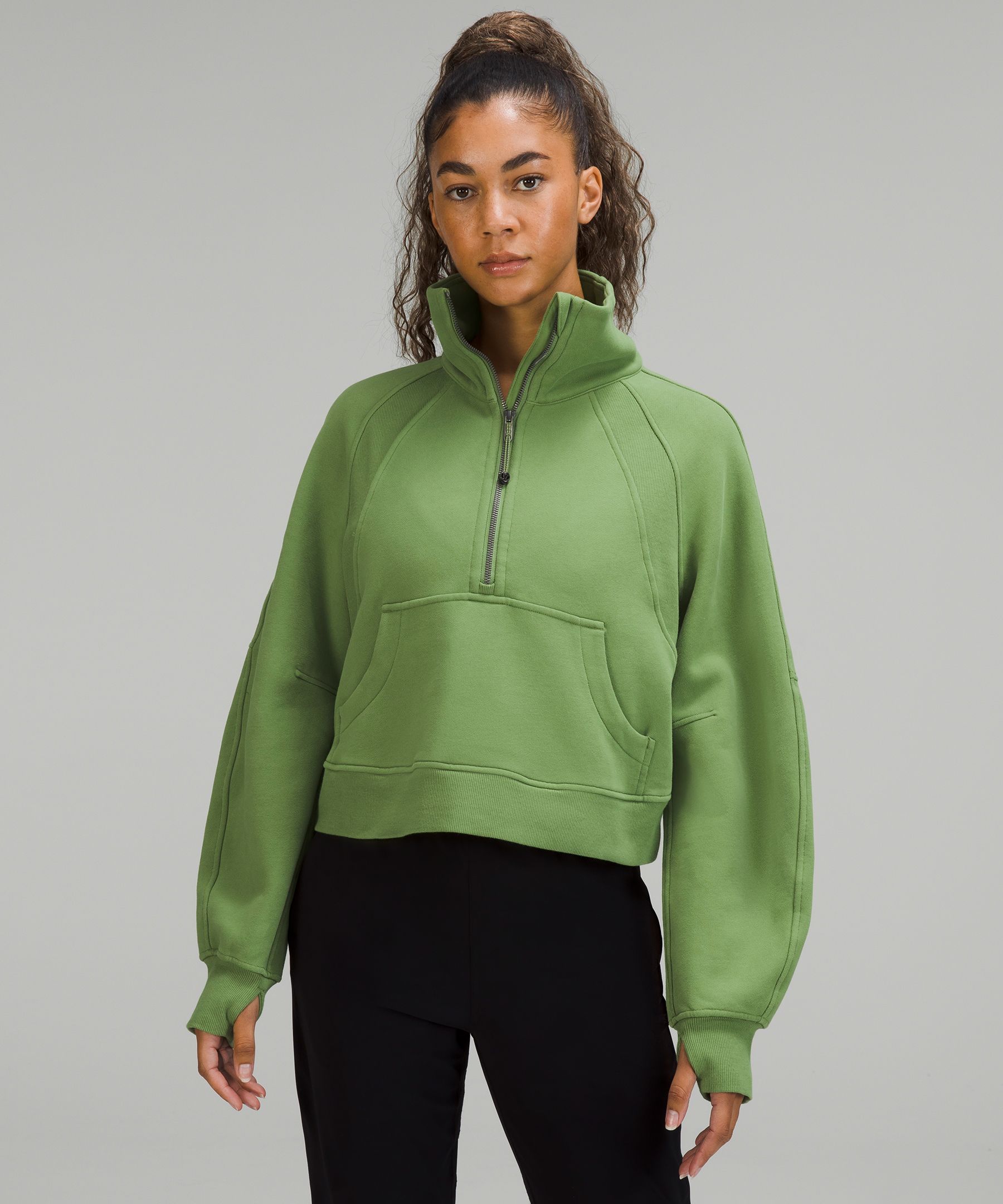 Lululemon Scuba Oversized Funnel Neck Half Zip In Green Foliage ModeSens