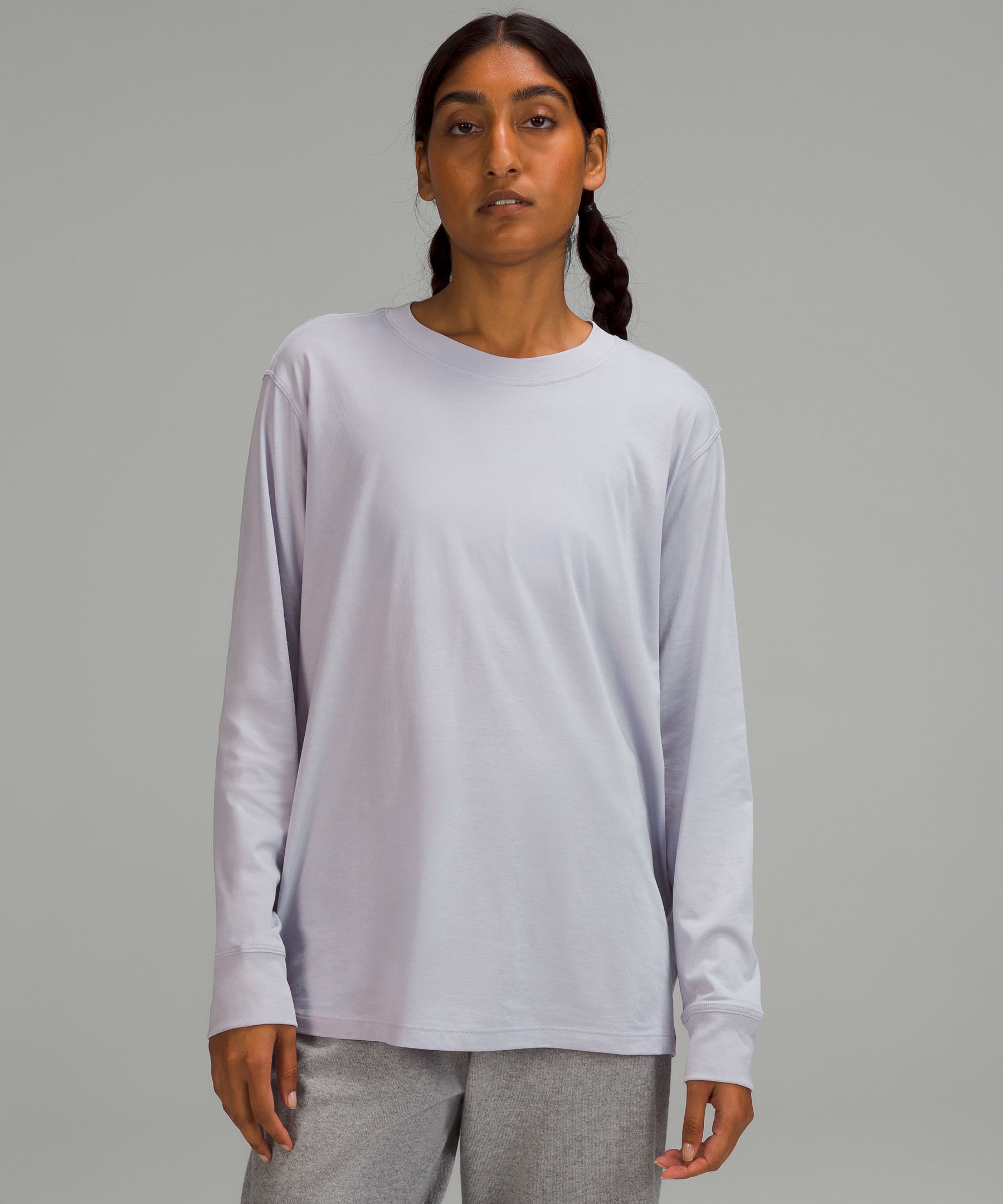 Lululemon All Yours Cotton Long Sleeve Shirt In Faint Lavender