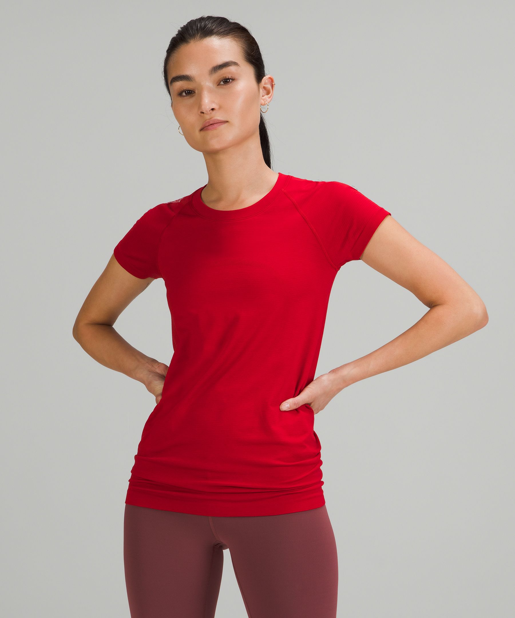 Lululemon 'Swiftly' Tech Short Sleeve 2.0 in Tomato Red - Women's