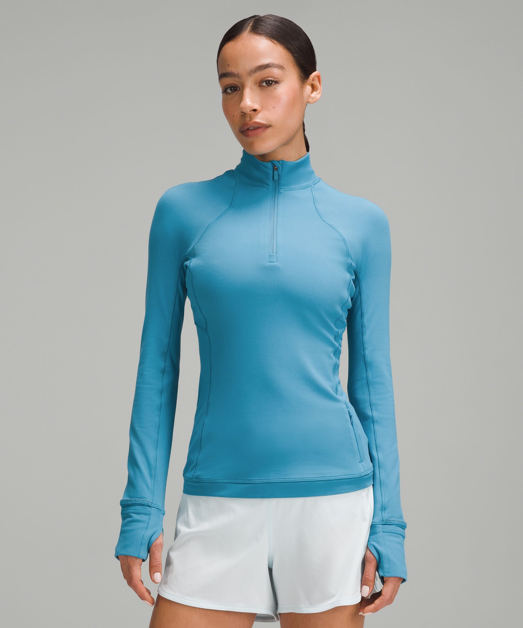 New Lululemon It's Rulu Run Cropped Half Zip Long Sleeve Size 4 Warm Coral