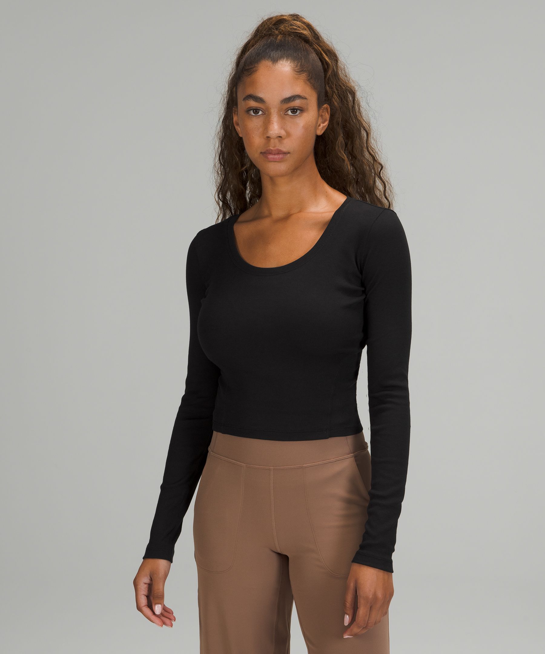 lululemon athletica Modal-blend Open-back Long Sleeve Shirt in Black