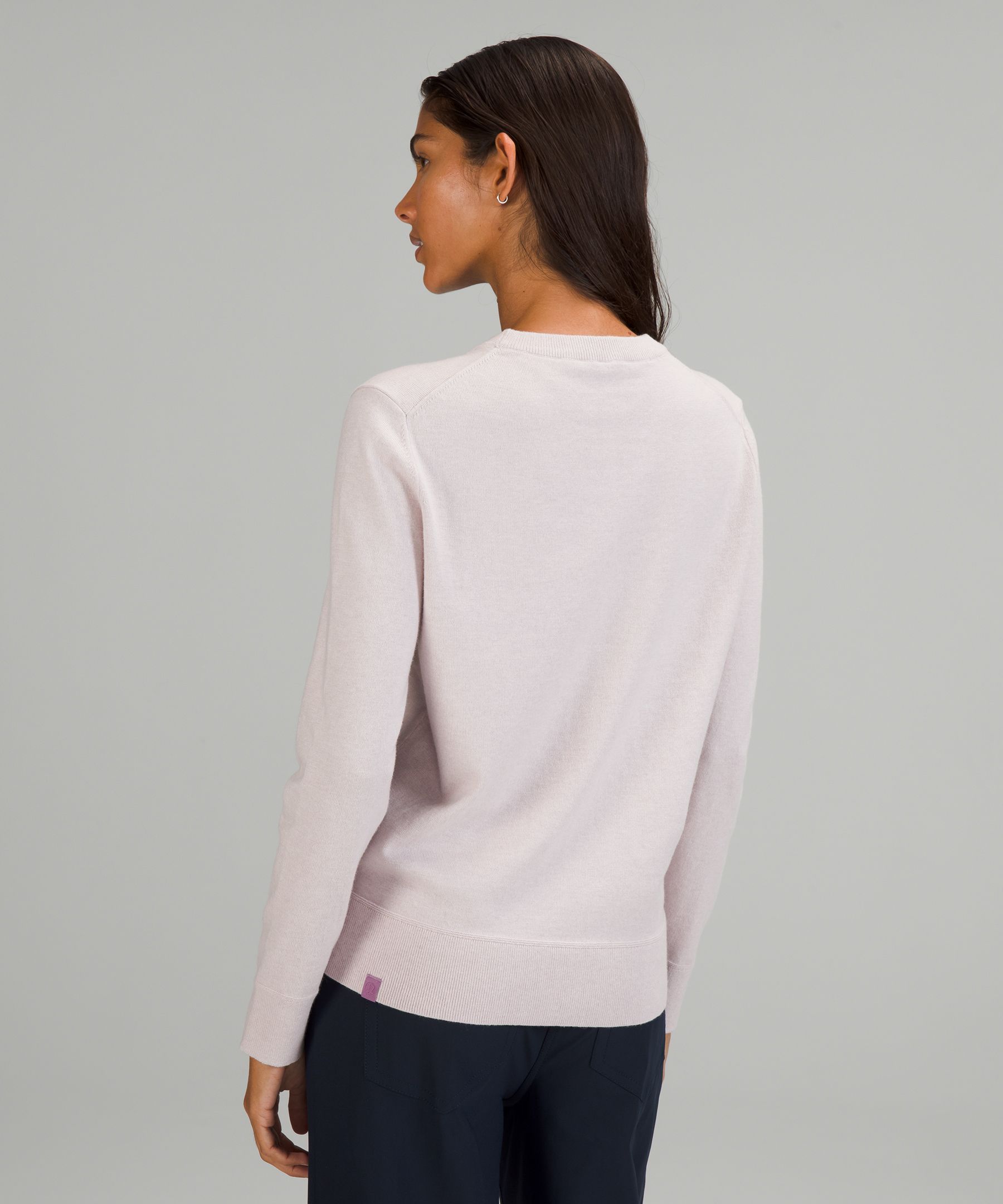 Lululemon Cotton-Cashmere Blend Crewneck Sweater - Heathered Black - lulu  fanatics