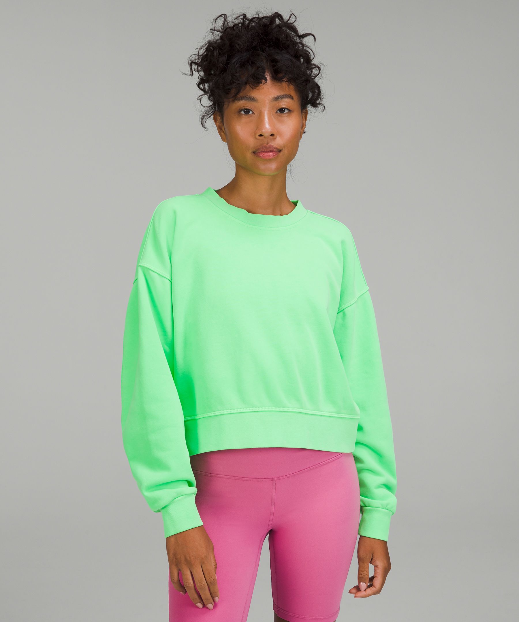 Lululemon Perfectly Oversized Cropped Crew In Neon Garment Dye