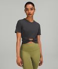 Cropped Cotton Ribbed-Band T-Shirt
