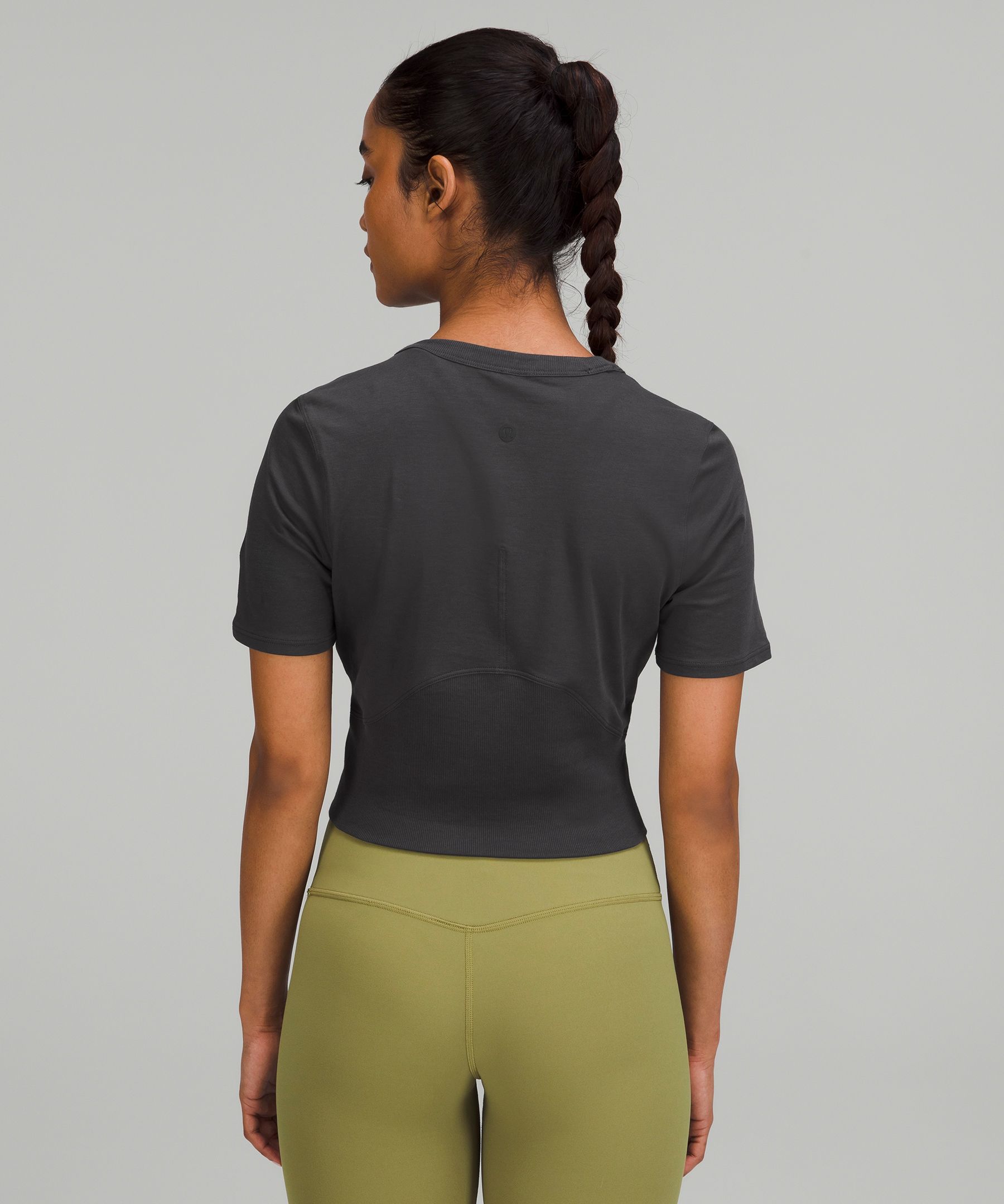 Cropped Cotton Ribbed-Band T-Shirt | ショートスリーブ