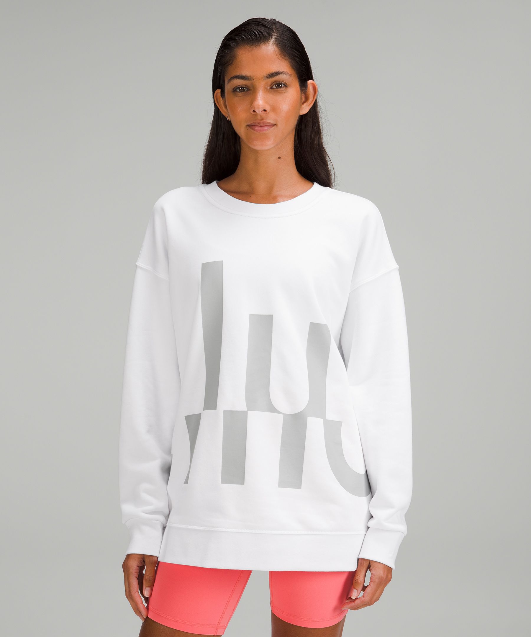 Lululemon Perfectly Oversized Crew Graphic In White | ModeSens