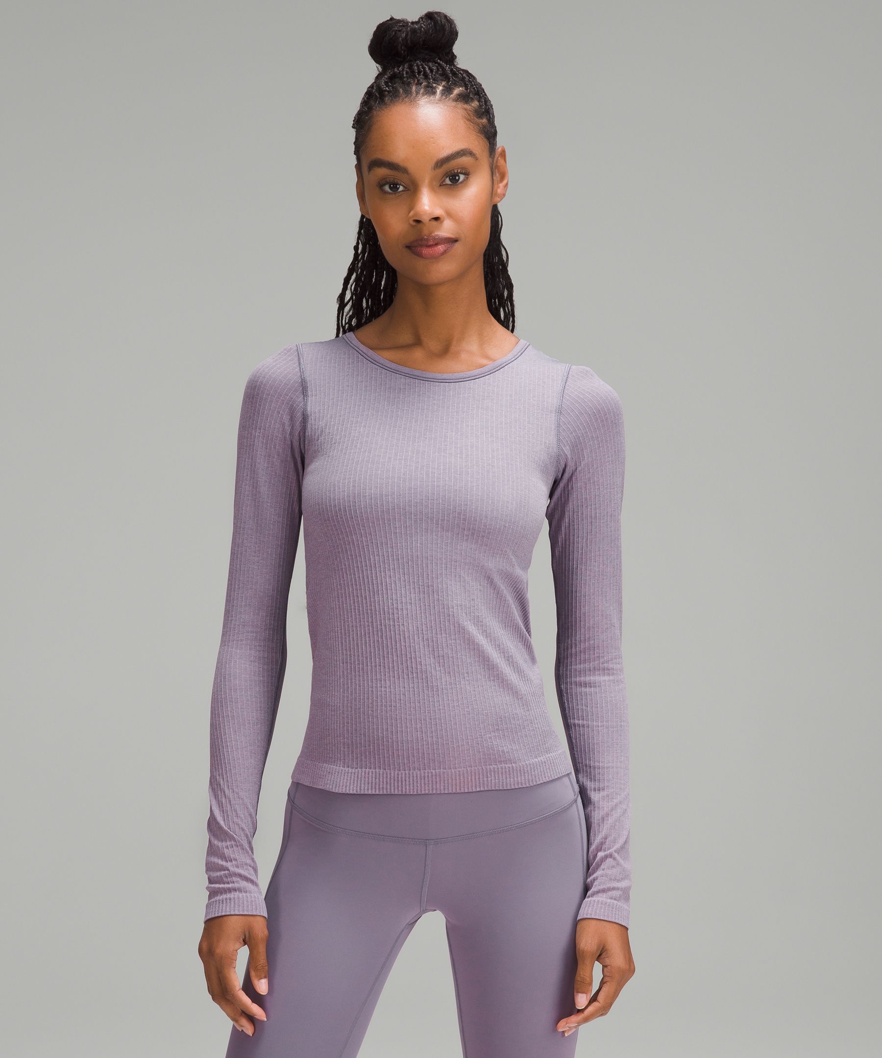 Lululemon Ebb to Street Long Sleeve Shirt-Built-in bra light