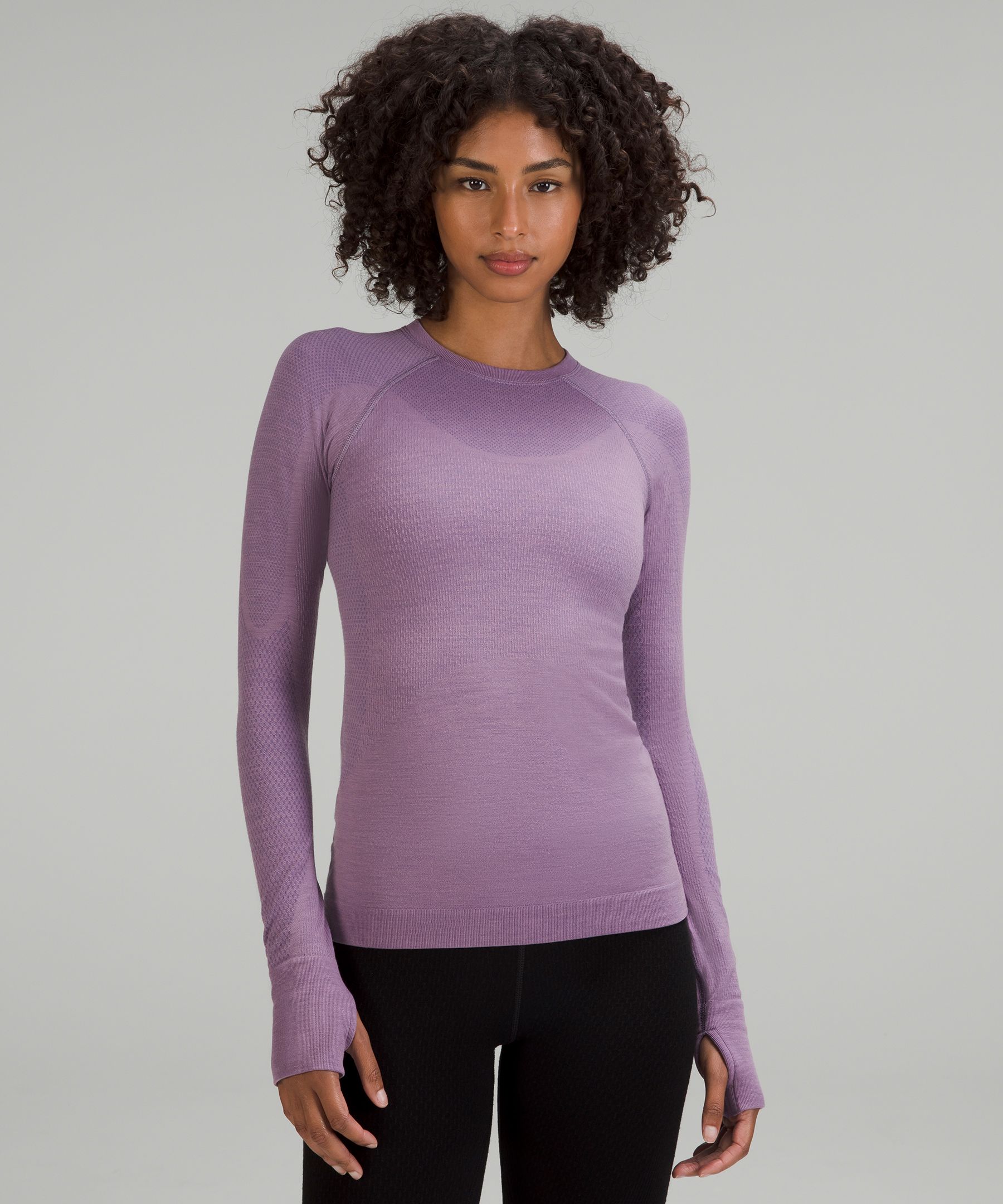 lululemon Back In Action Long Sleeve Shirt -Grey (Tops,T-shirts