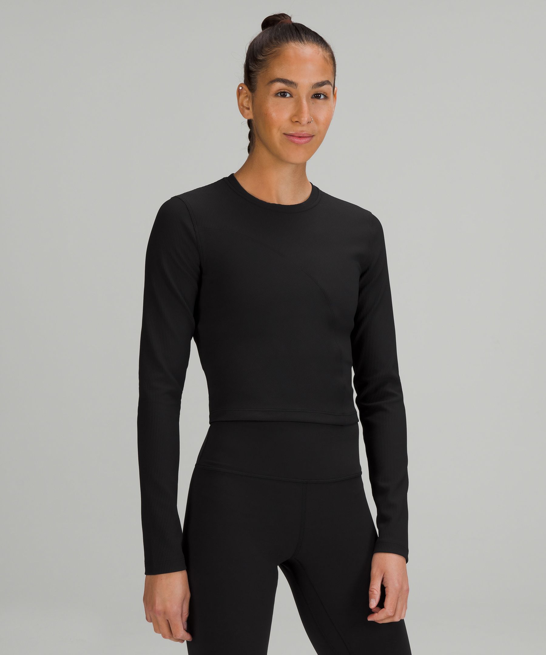 ACTIVE LONG SLEEVE YOGA T-SHIRT STRAPPY BACK - BLACK