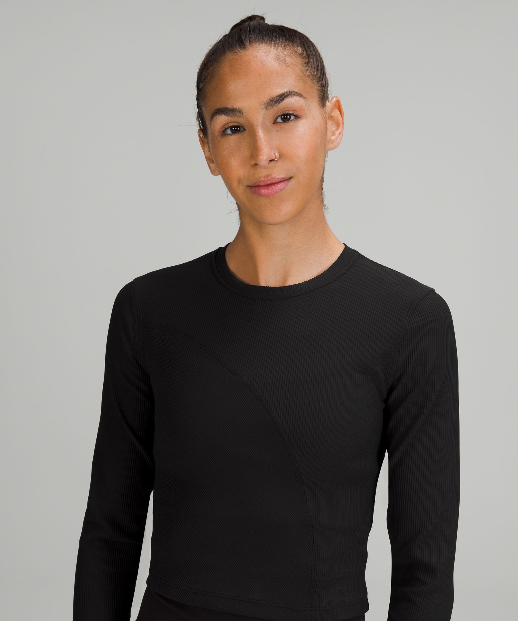 Ribbed Open-Back Yoga Long Sleeve Shirt