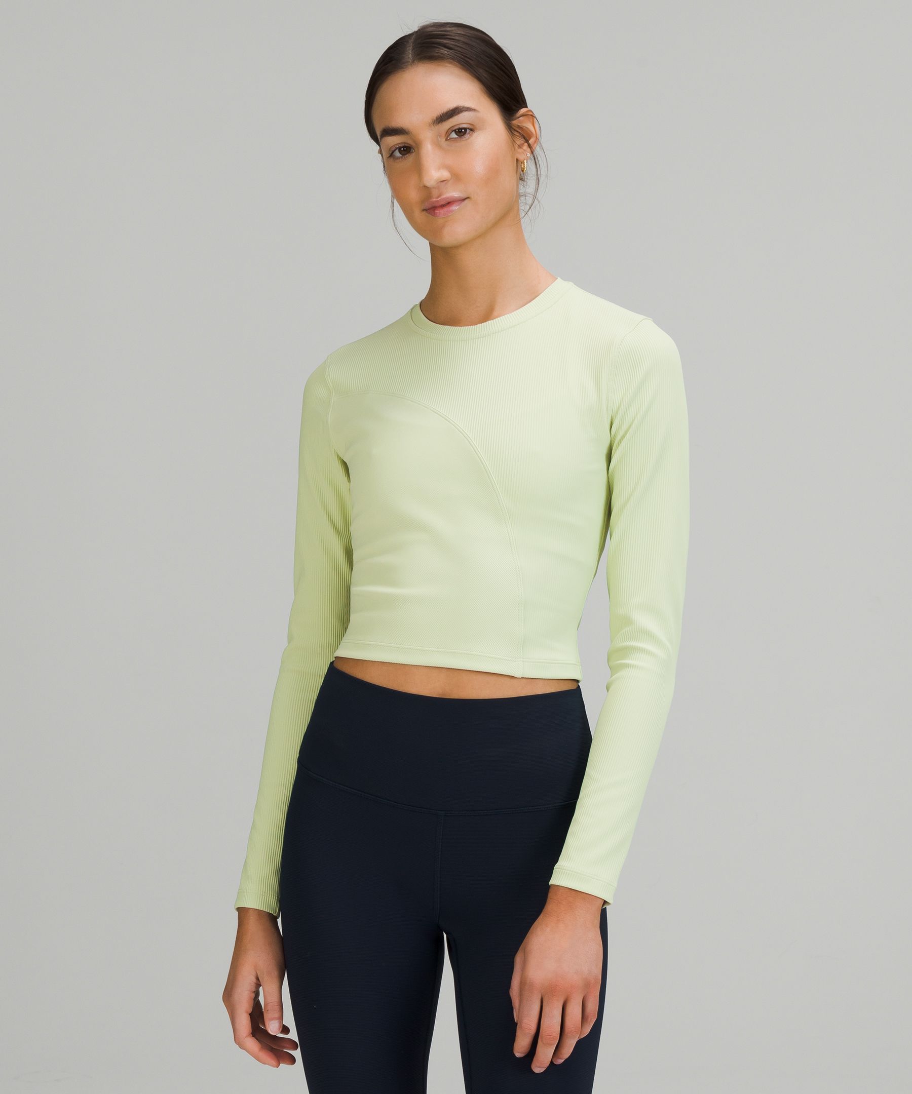 Ribbed Open-Back Yoga Long-Sleeve Shirt