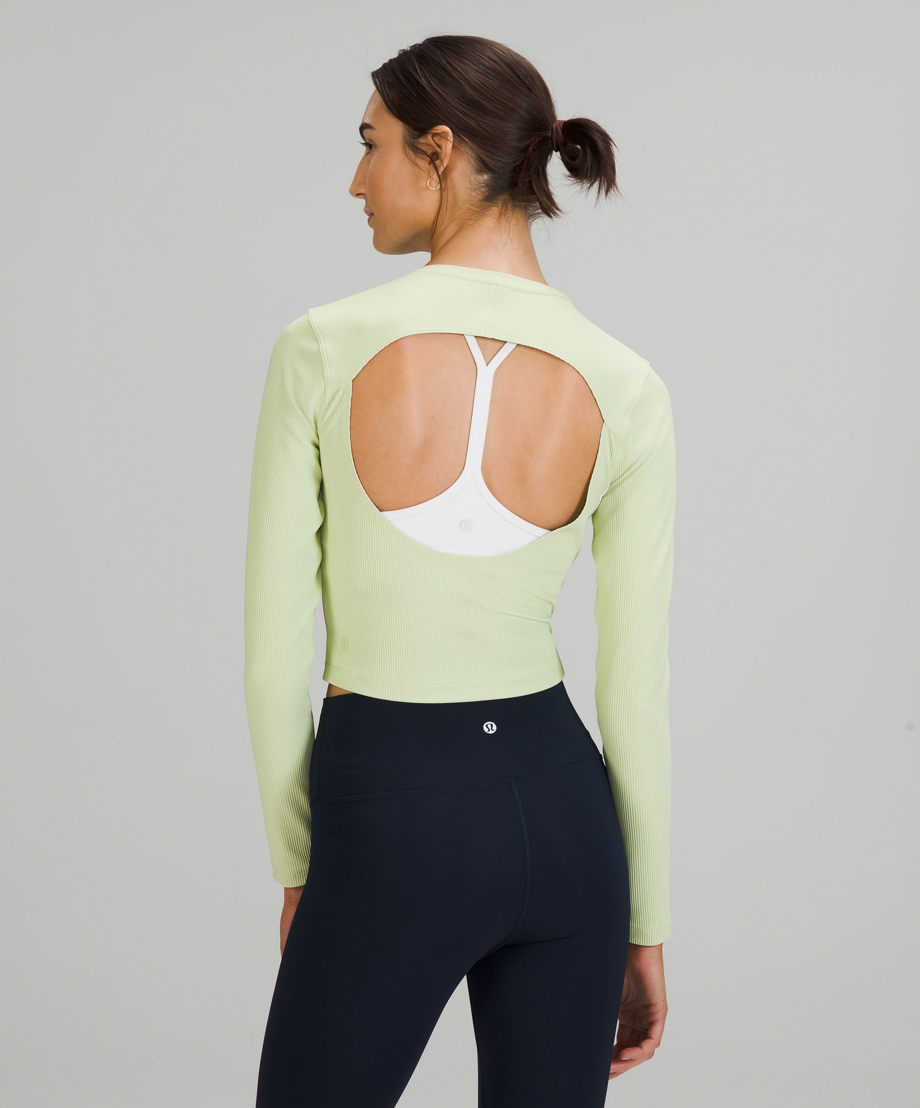 Open back long hot sale sleeve yoga top