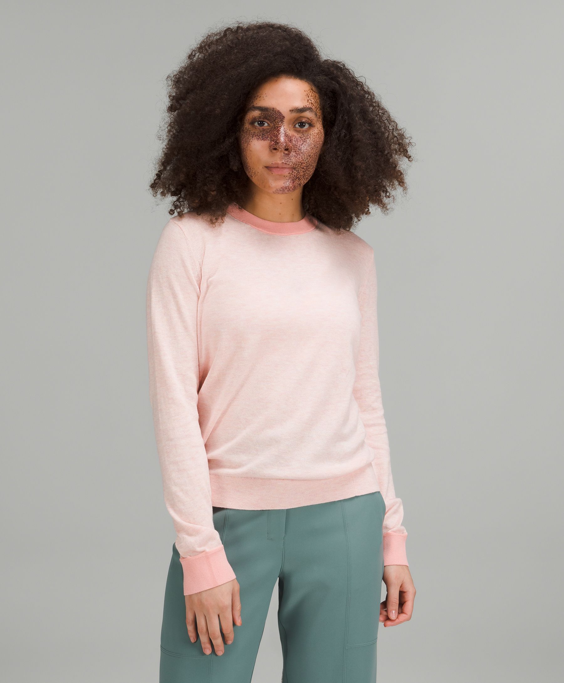 Lululemon Silk-blend Crewneck Sweater In Heathered Dew Pink