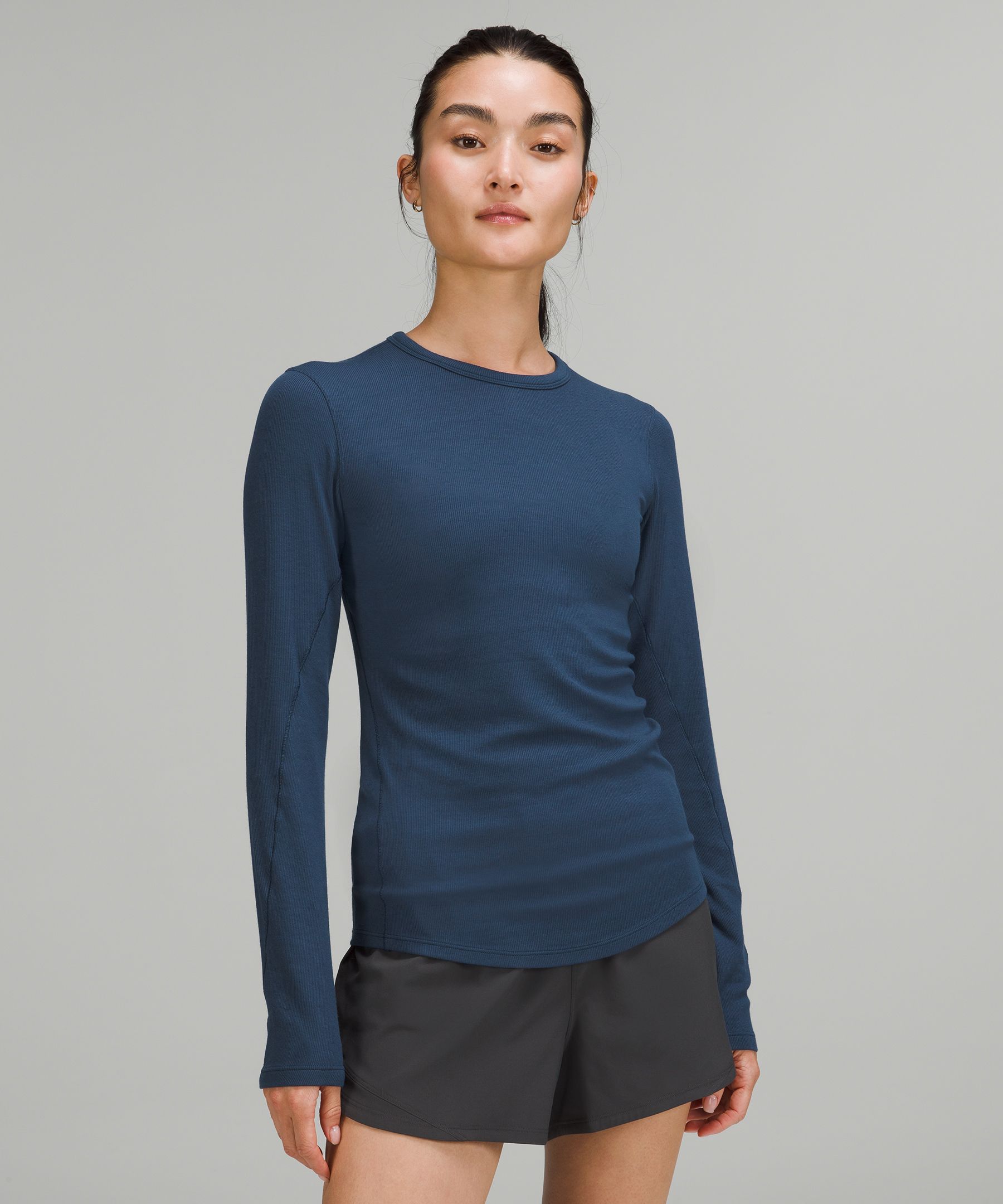 Lululemon Hold Tight Ribbed Long Sleeve Shirt In Mineral Blue
