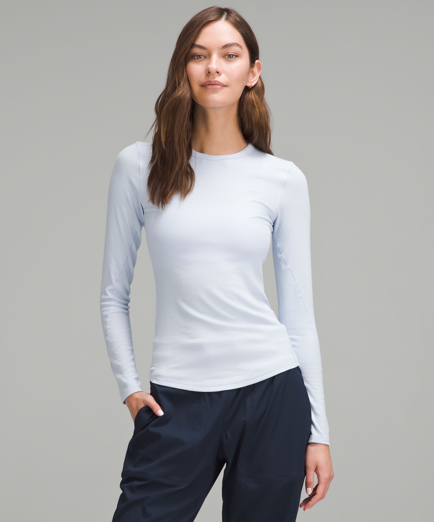white t shirt with black long sleeves