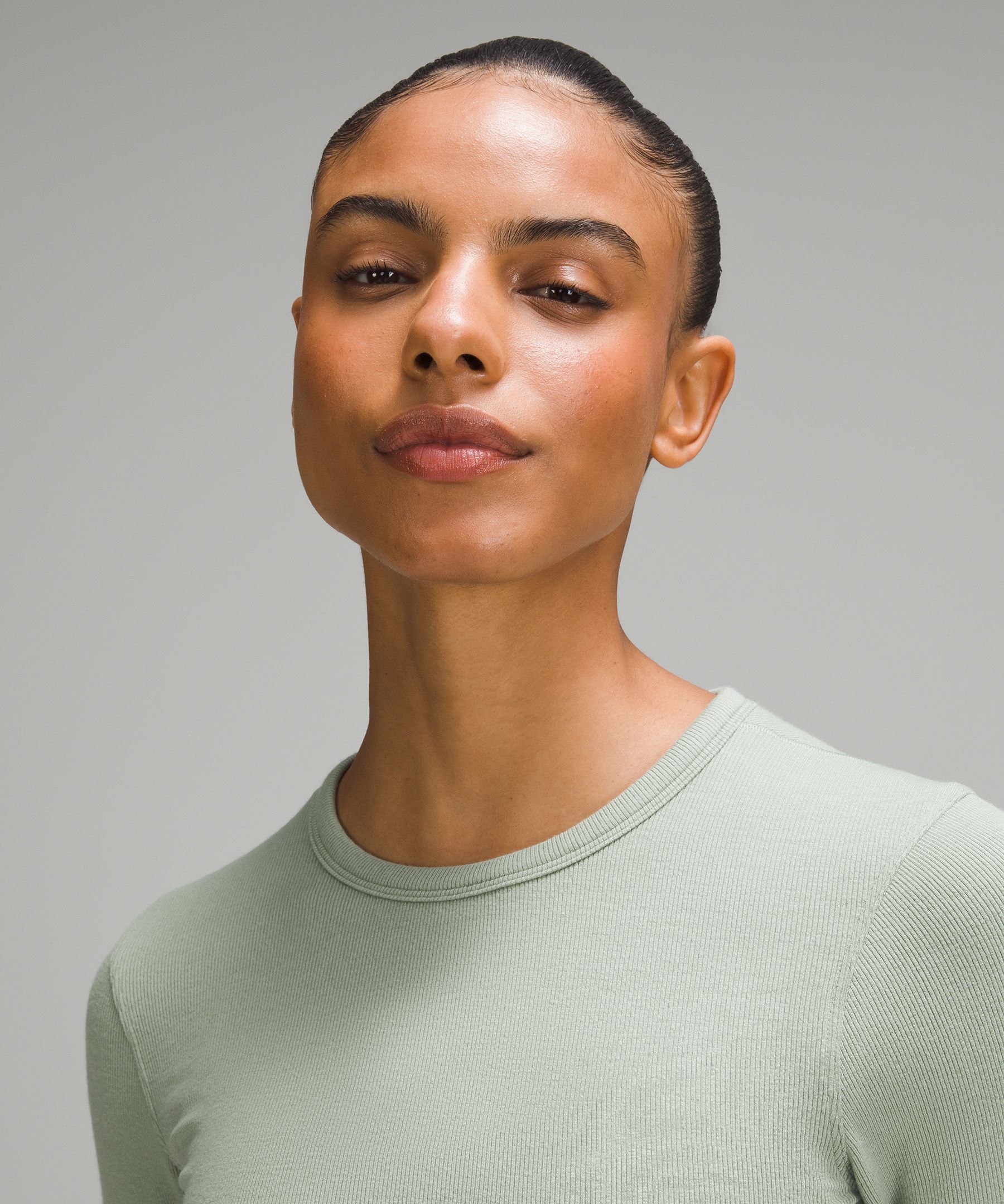 Lululemon Hold Tight Long-Sleeve Shirt - Pastel/Green Ribbed Modal Fabric