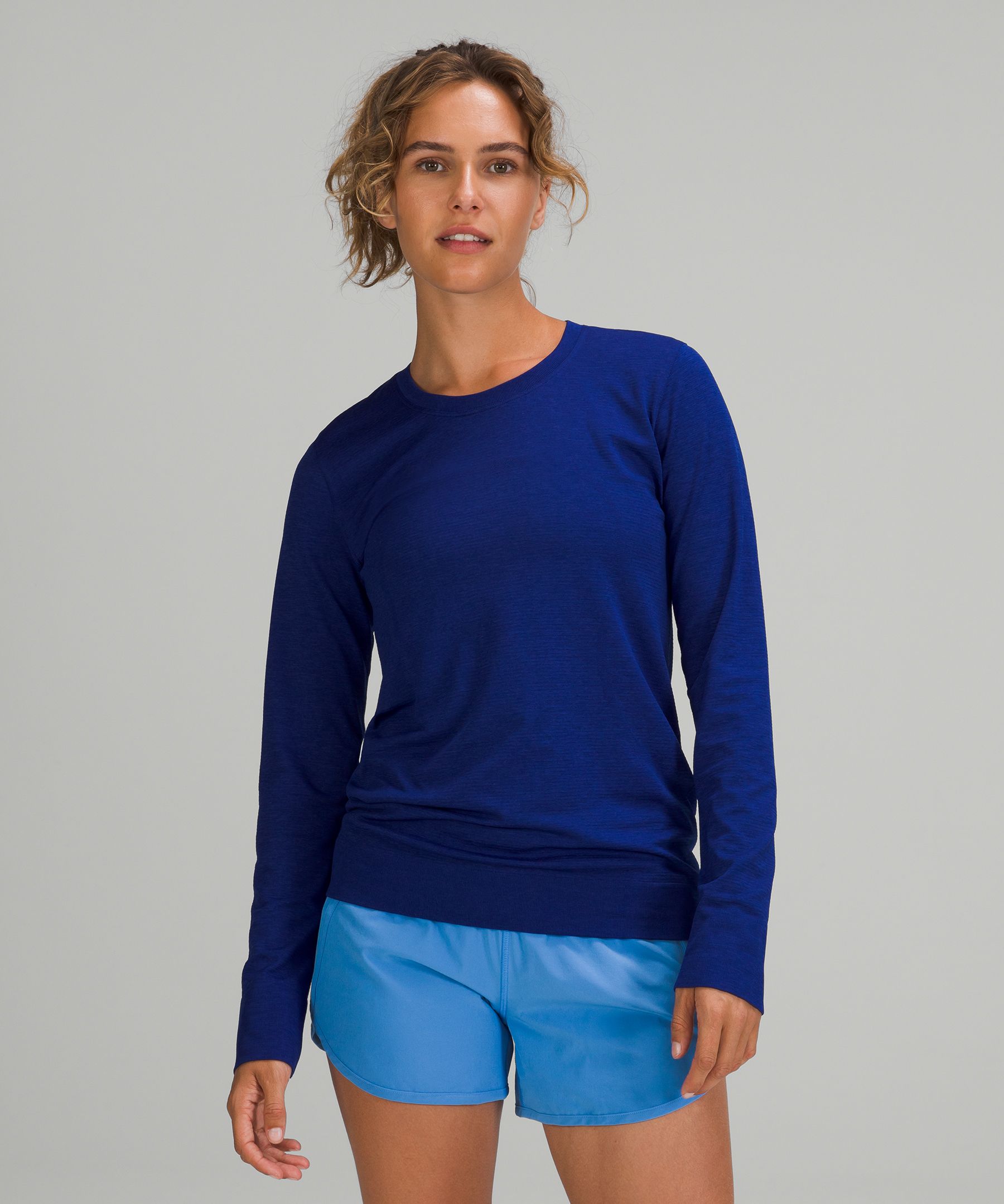Lululemon Swiftly Relaxed-fit Long Sleeve Shirt In Painted Camo Silver Blue/sheer  Blue