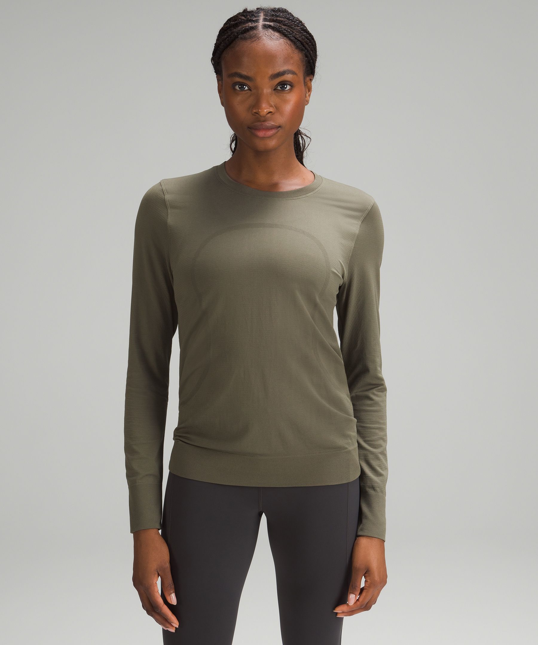 Lululemon Swiftly Tech Long Sleeve Crew In Dark Olive/dark Olive