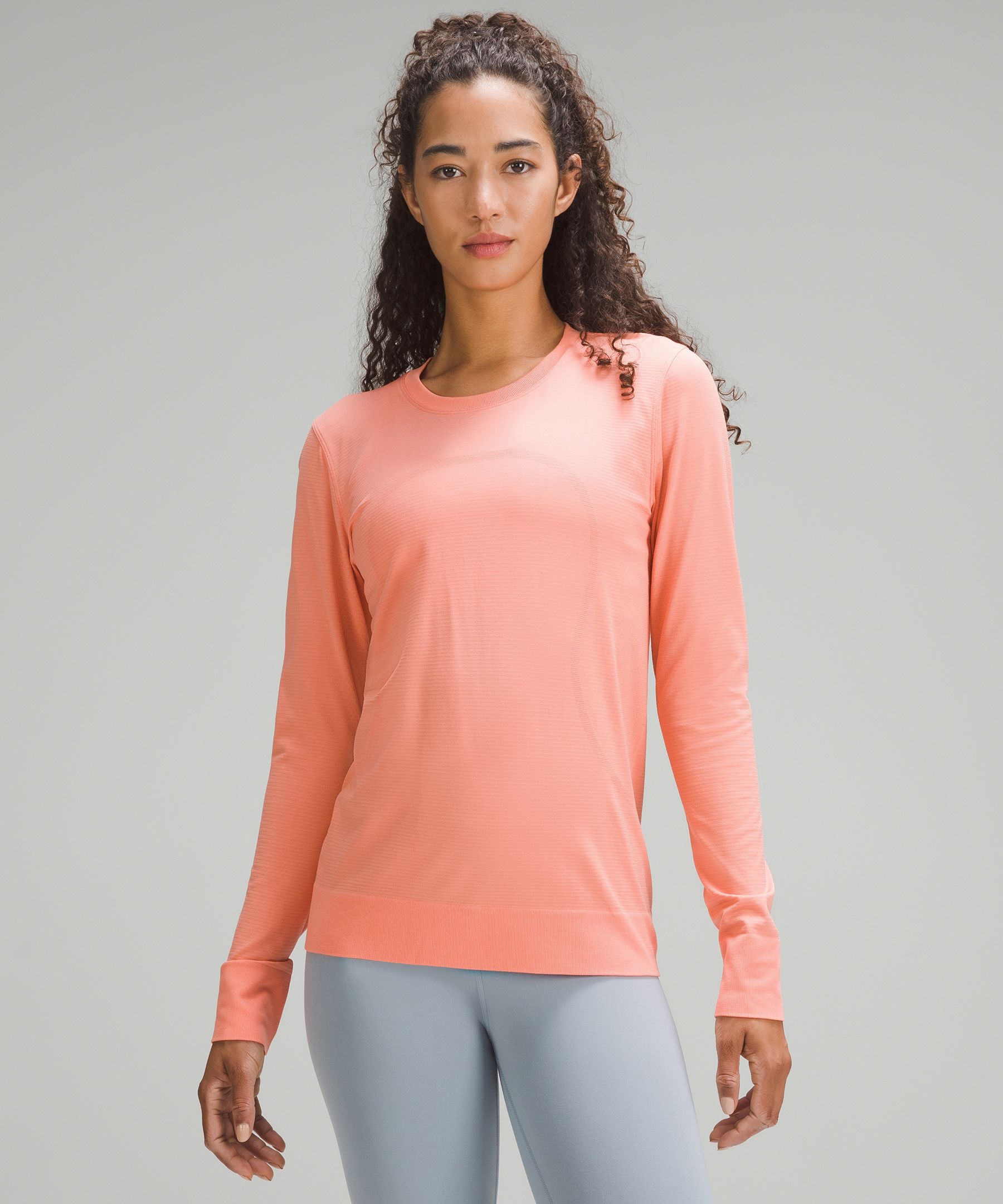 Lululemon Womens Pink Swiftly Breathe Long Sleeve Athletic T-Shirt