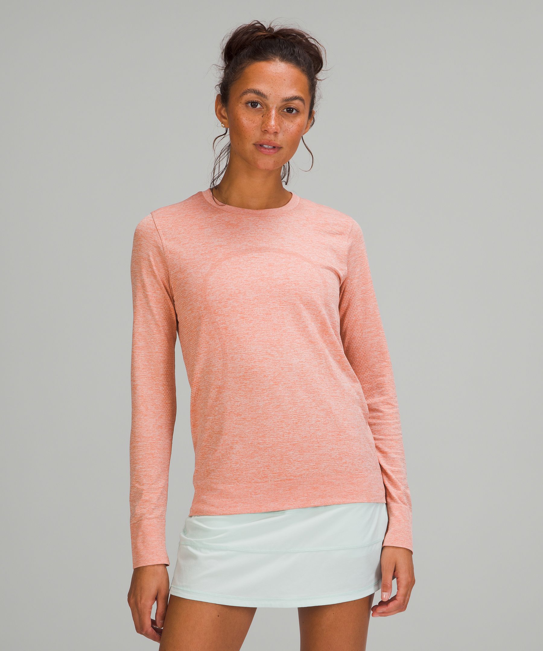 Lululemon Swiftly Relaxed Long Sleeve Shirt 2.0 In Pink Savannah/white