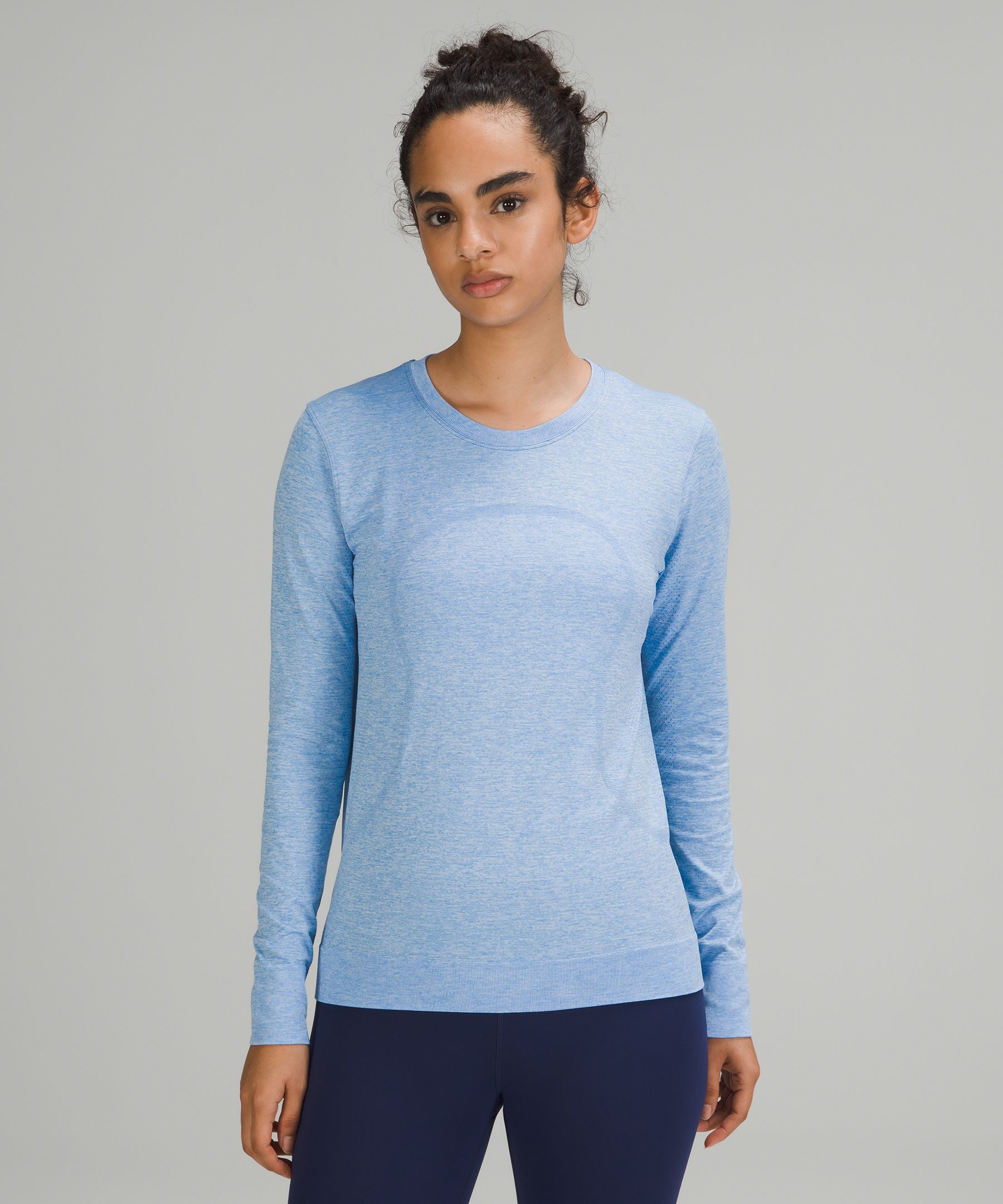 Lululemon Swiftly Relaxed Long Sleeve Shirt 2.0 In Blue Nile/white