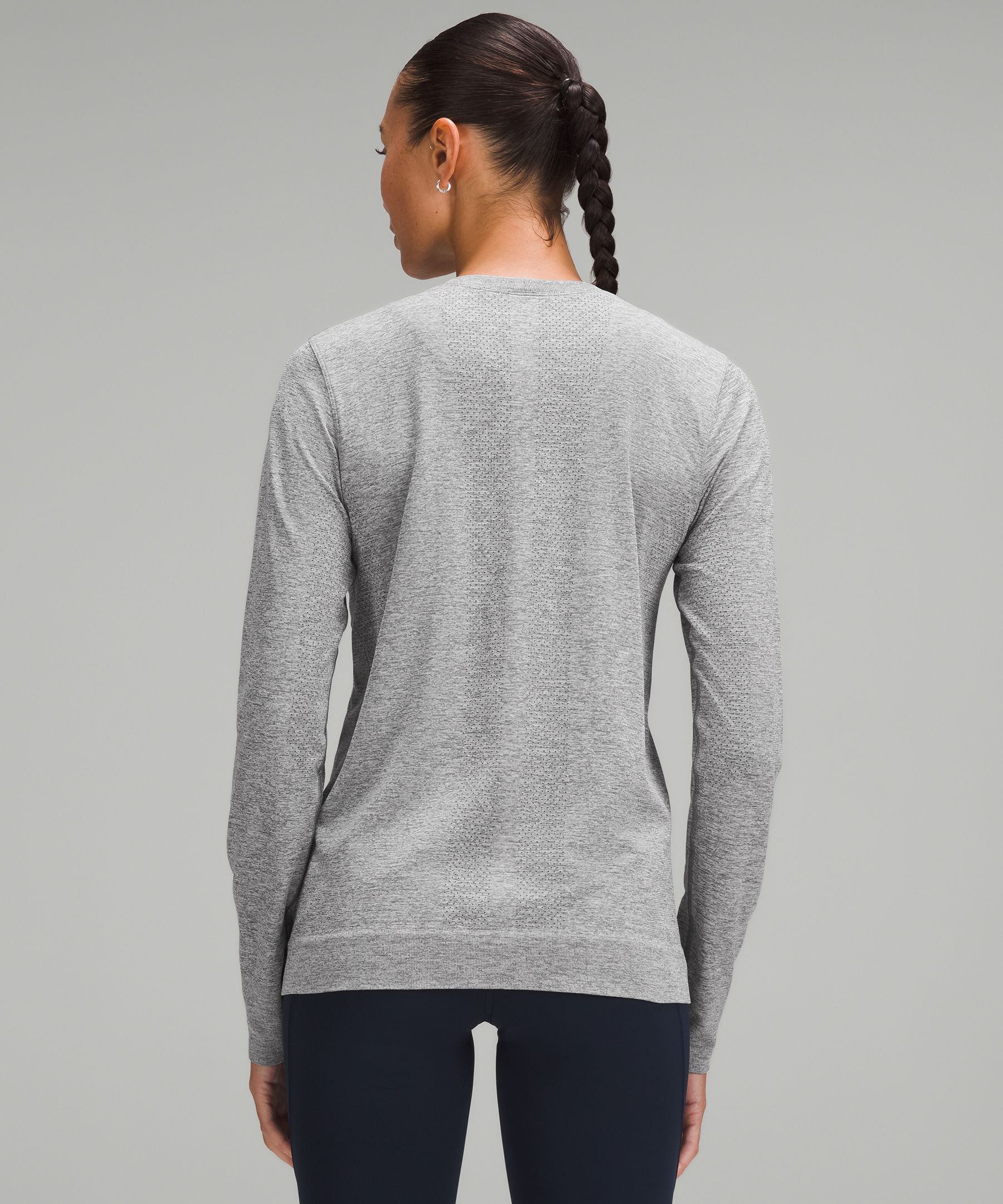 lululemon athletica, Tops, Lululemon Swiftly Tech Long Sleeve In  Heathered Black Size 8