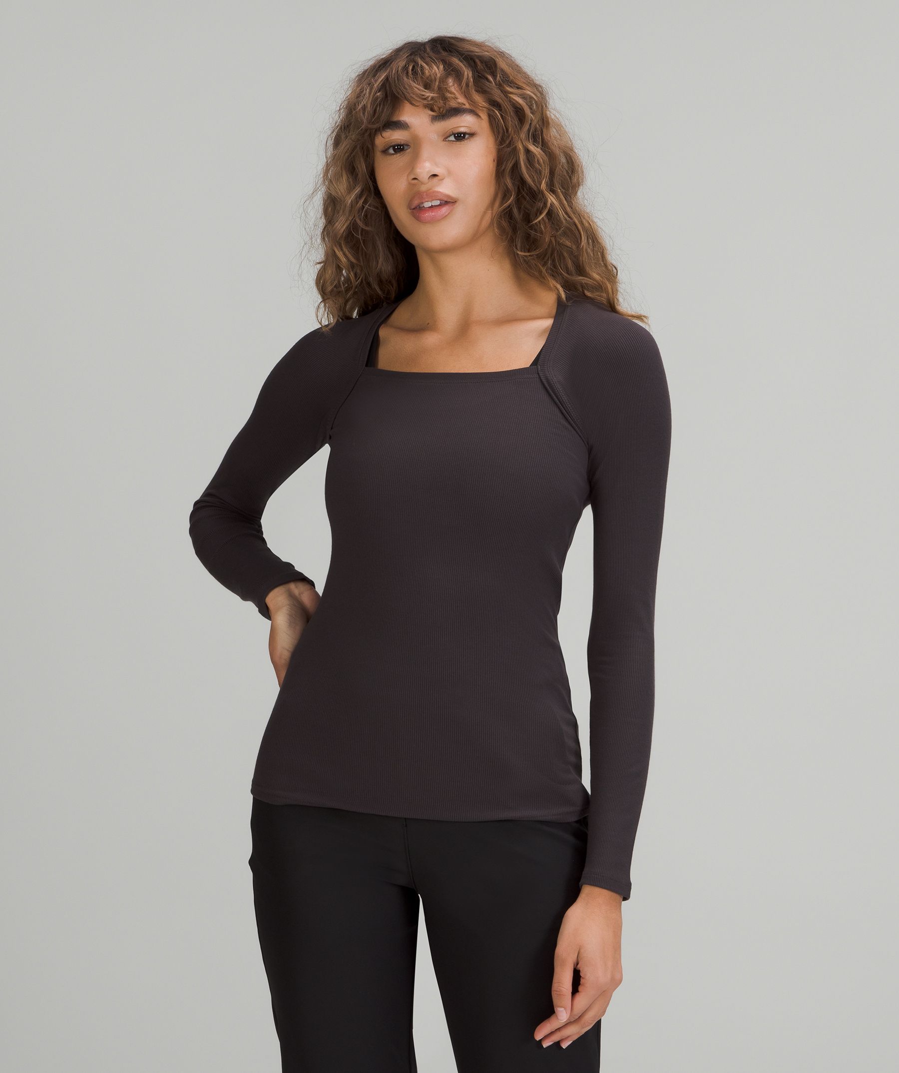 Long sleeve shop square neck