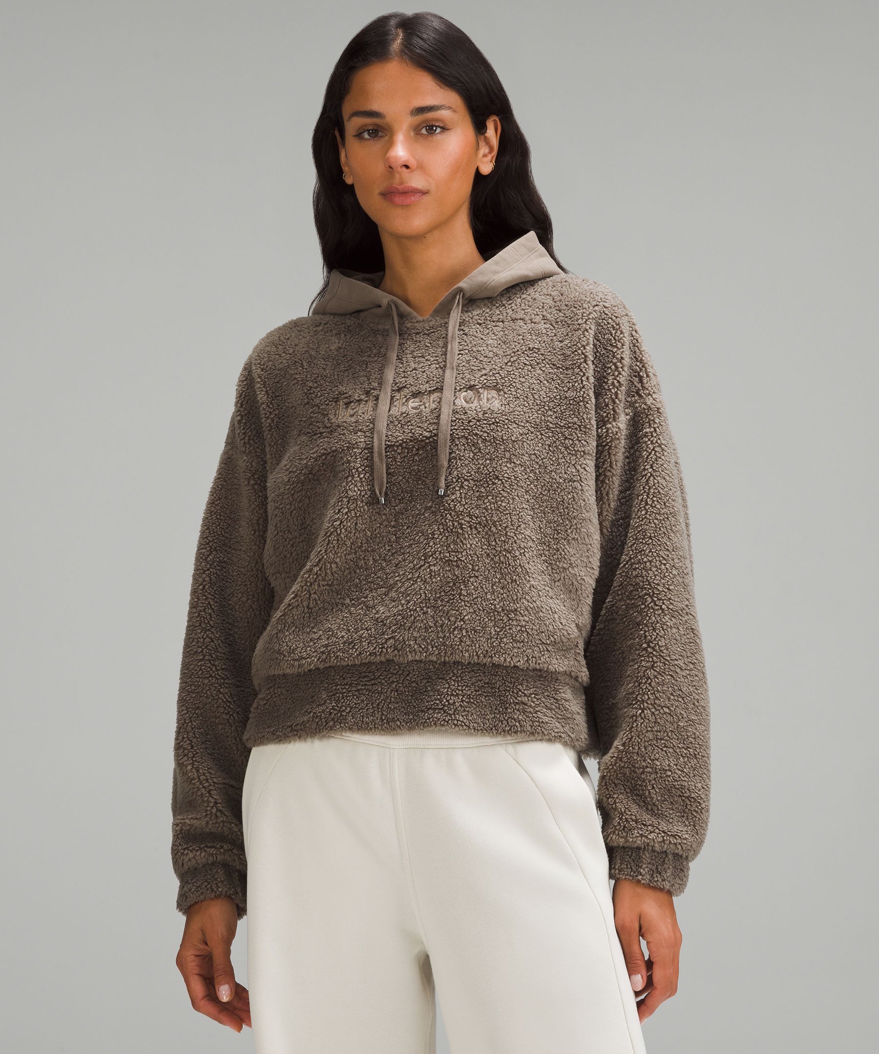 Sweatshirt en molleton de coton uni avec logo online brodé