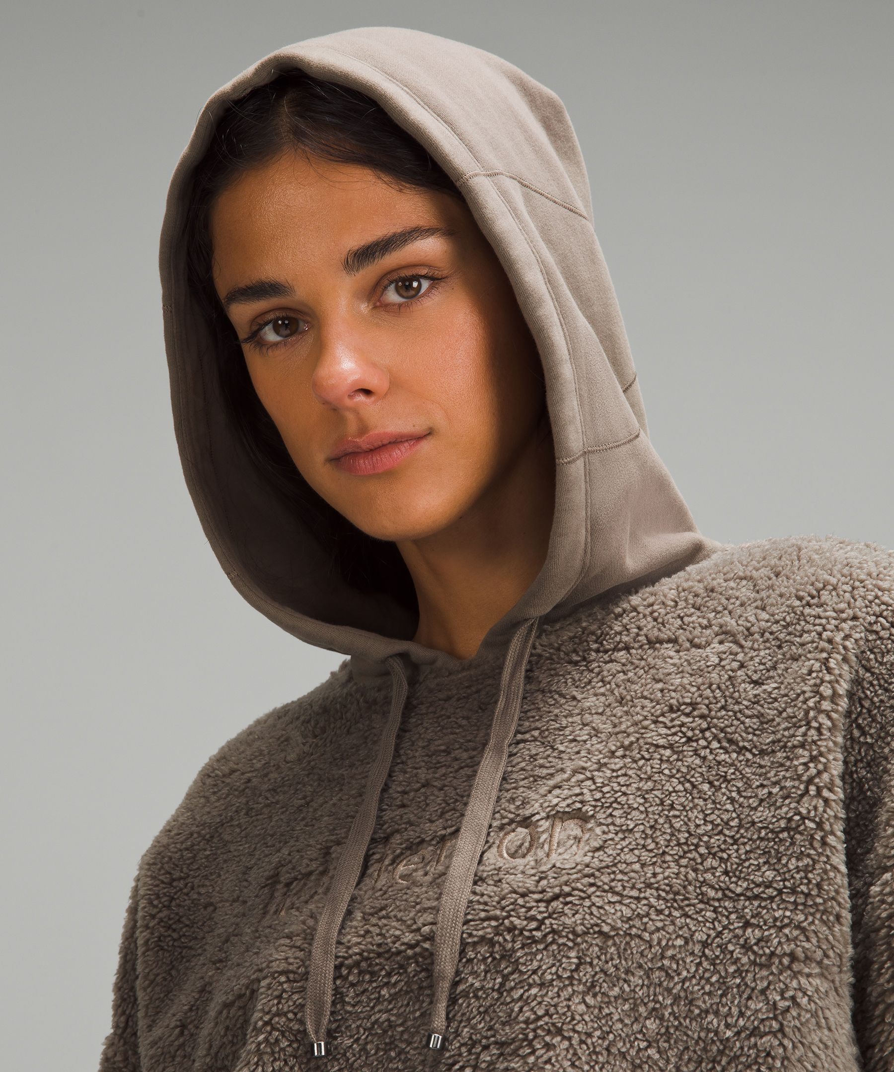 Lululemon Textured Fleece Embroidered Logo Hoodie - Graphite Grey - lulu  fanatics