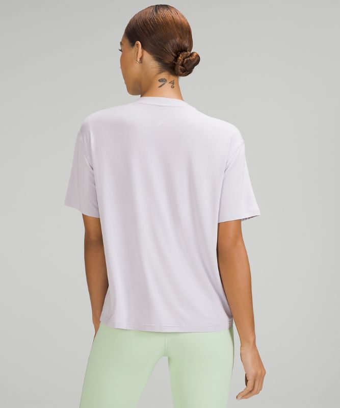 Modal-Silk Blend Tie-Front Yoga T-Shirt