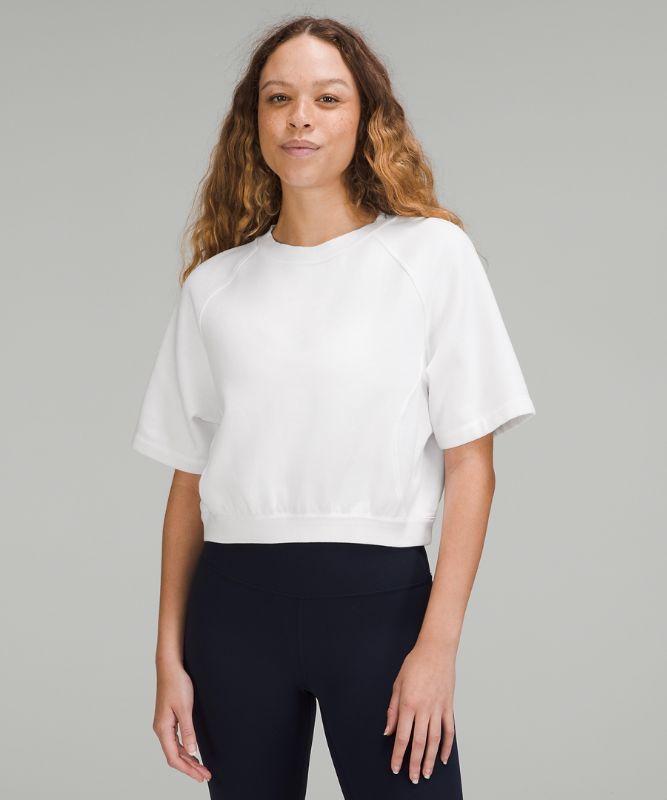 Cotton-Blend Fleece Cropped Pullover