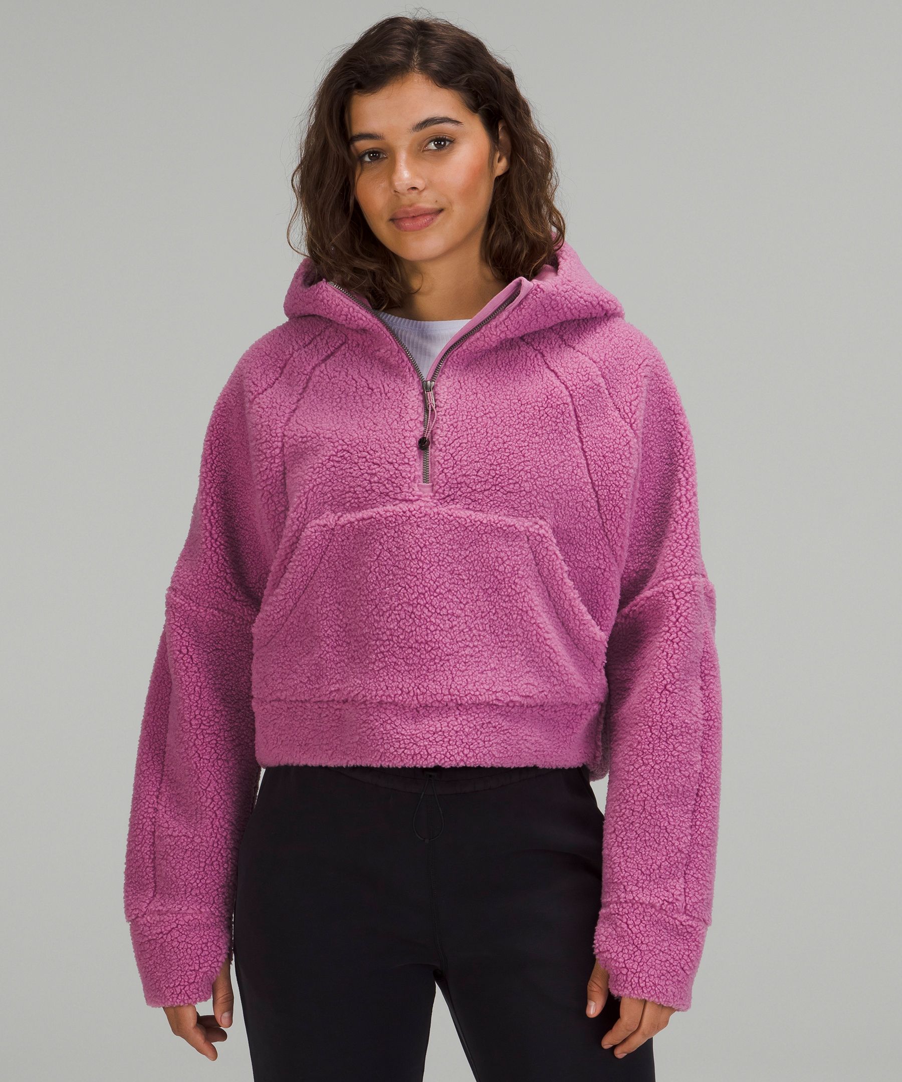 Scuba oversized half zip hoodie Xs/S Pink Peony  Half zip outfit,  Lululemon outfits, Half zip hoodie