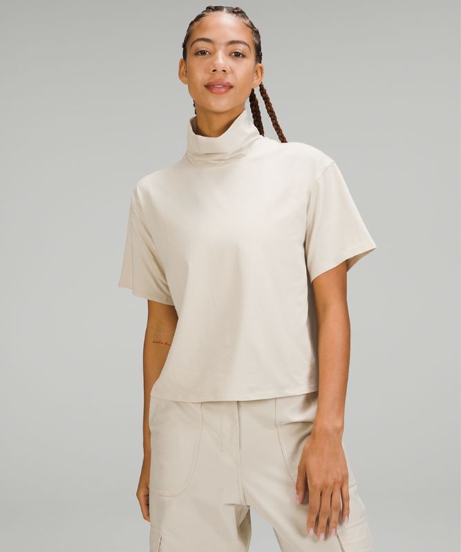 Relaxed-Fit Cotton-Blend Turtleneck T-Shirt