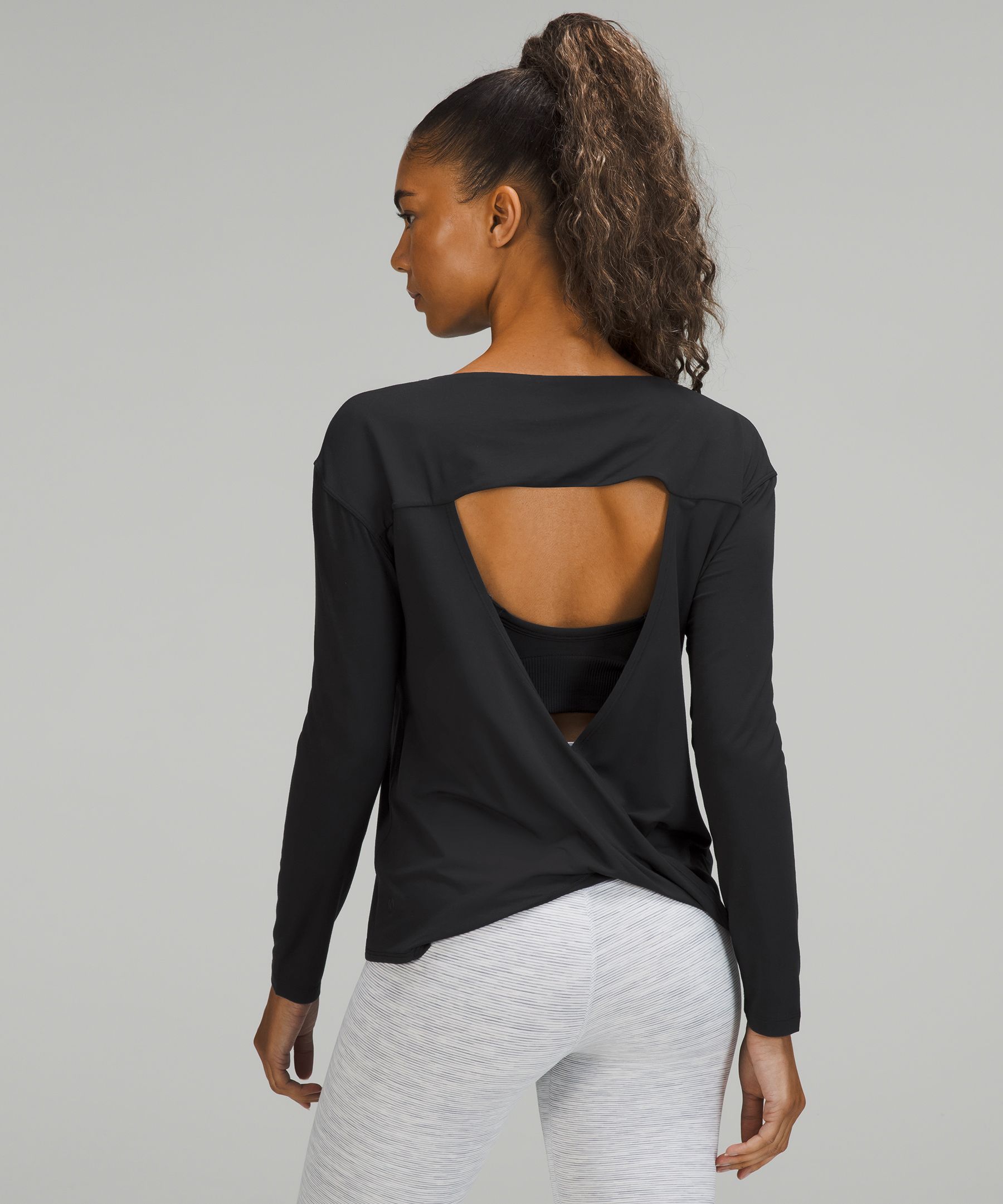 Modal-Blend Open-Back Long Sleeve Shirt