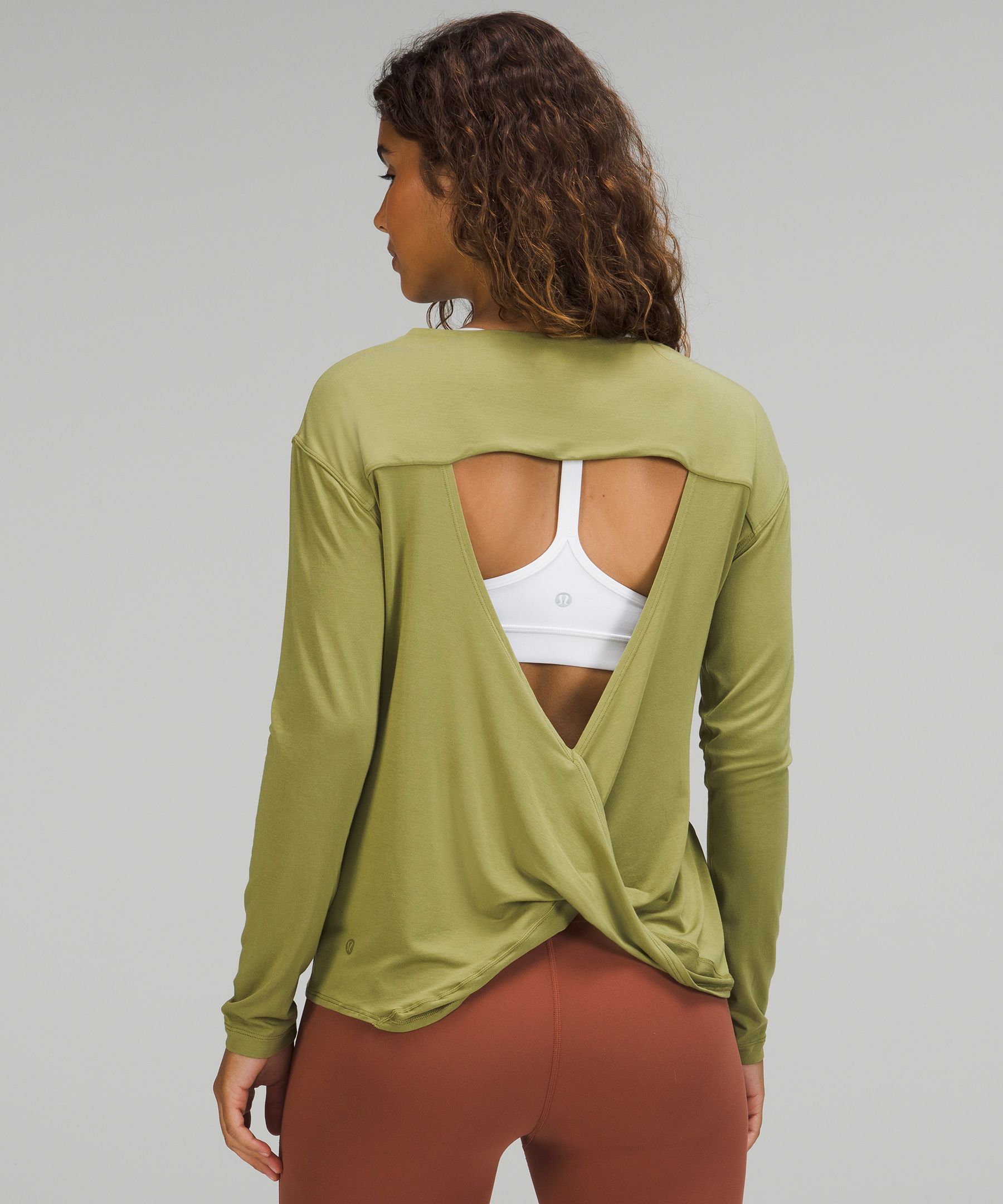 Lululemon Modal Pleated Back Long Sleeve Shirt - White Opal - lulu fanatics