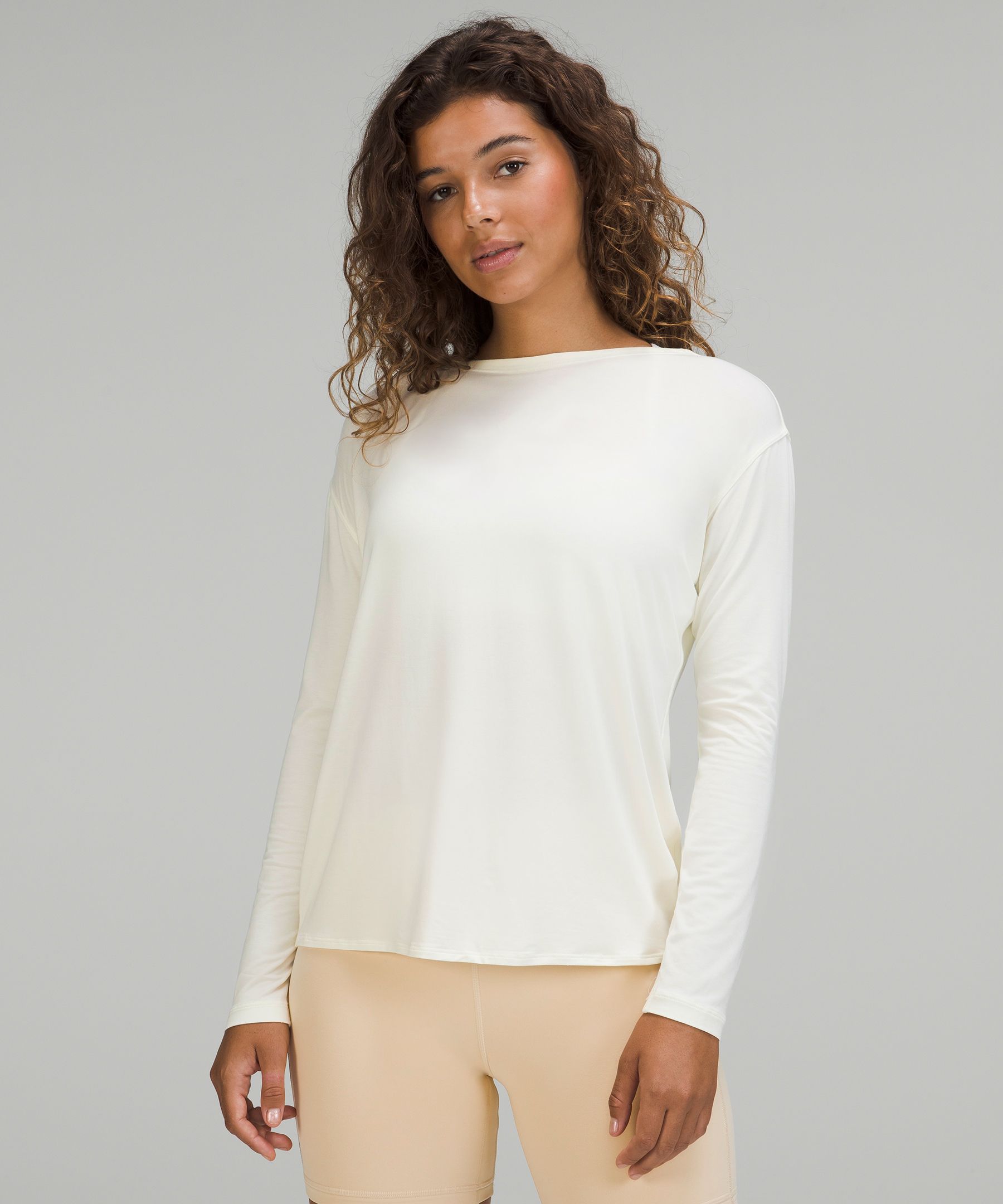 Modal-Blend Open-Back Long Sleeve Shirt, Women's Long Sleeve Shirts