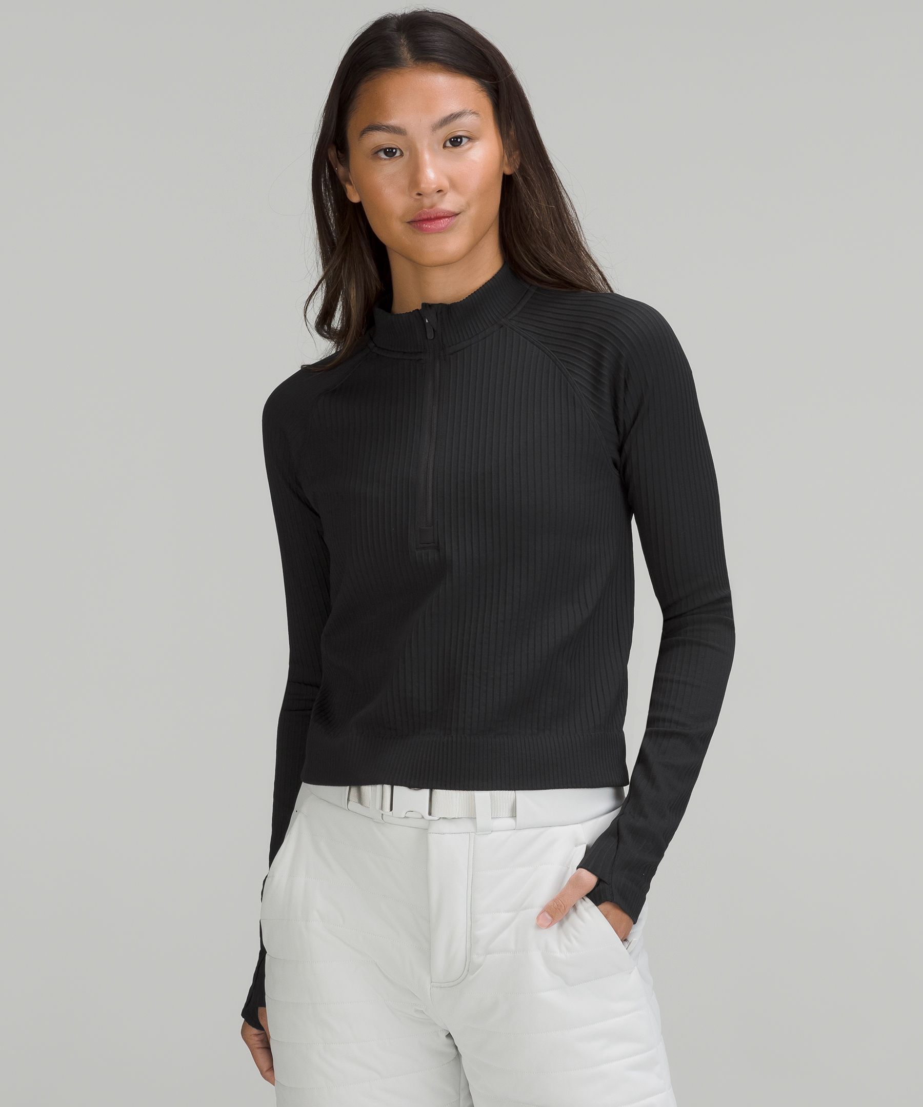 Rest Less Cropped Half Zip - Black,Neutral