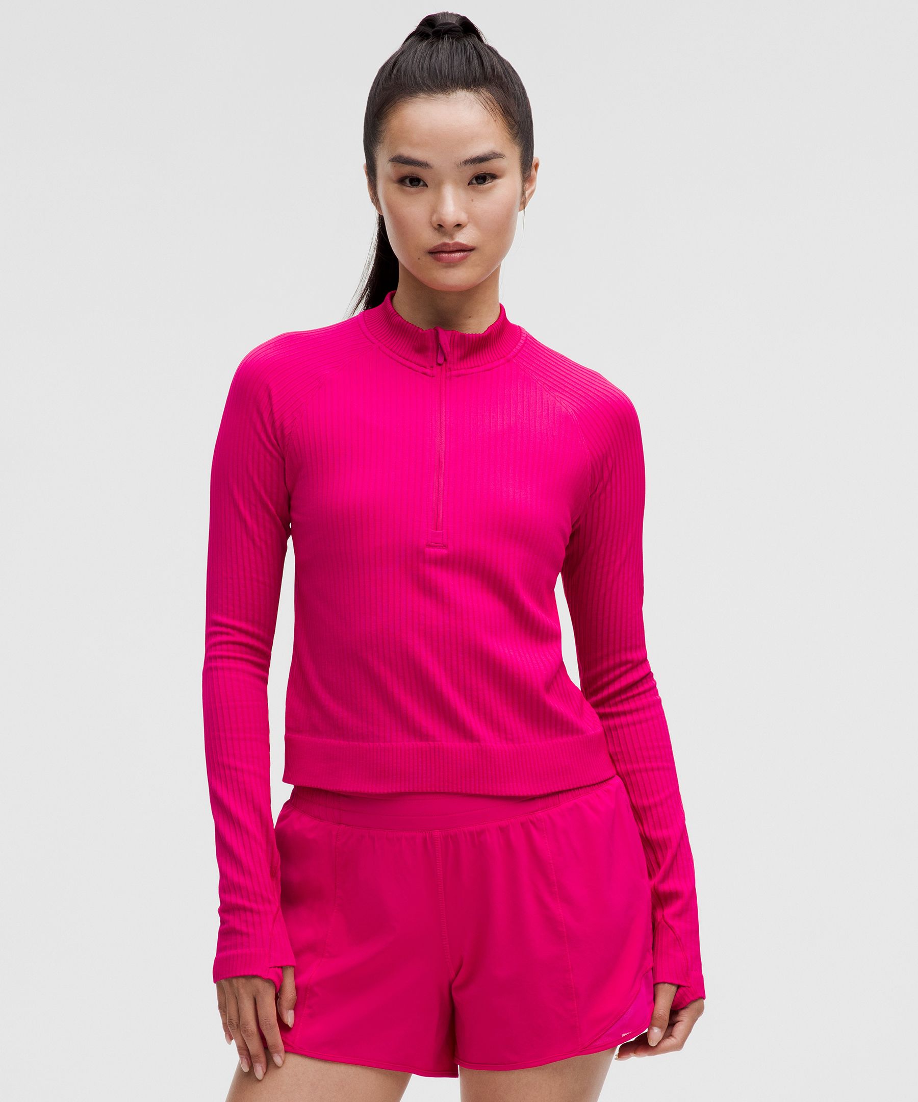 Rest Less Cropped Half Zip - Pink