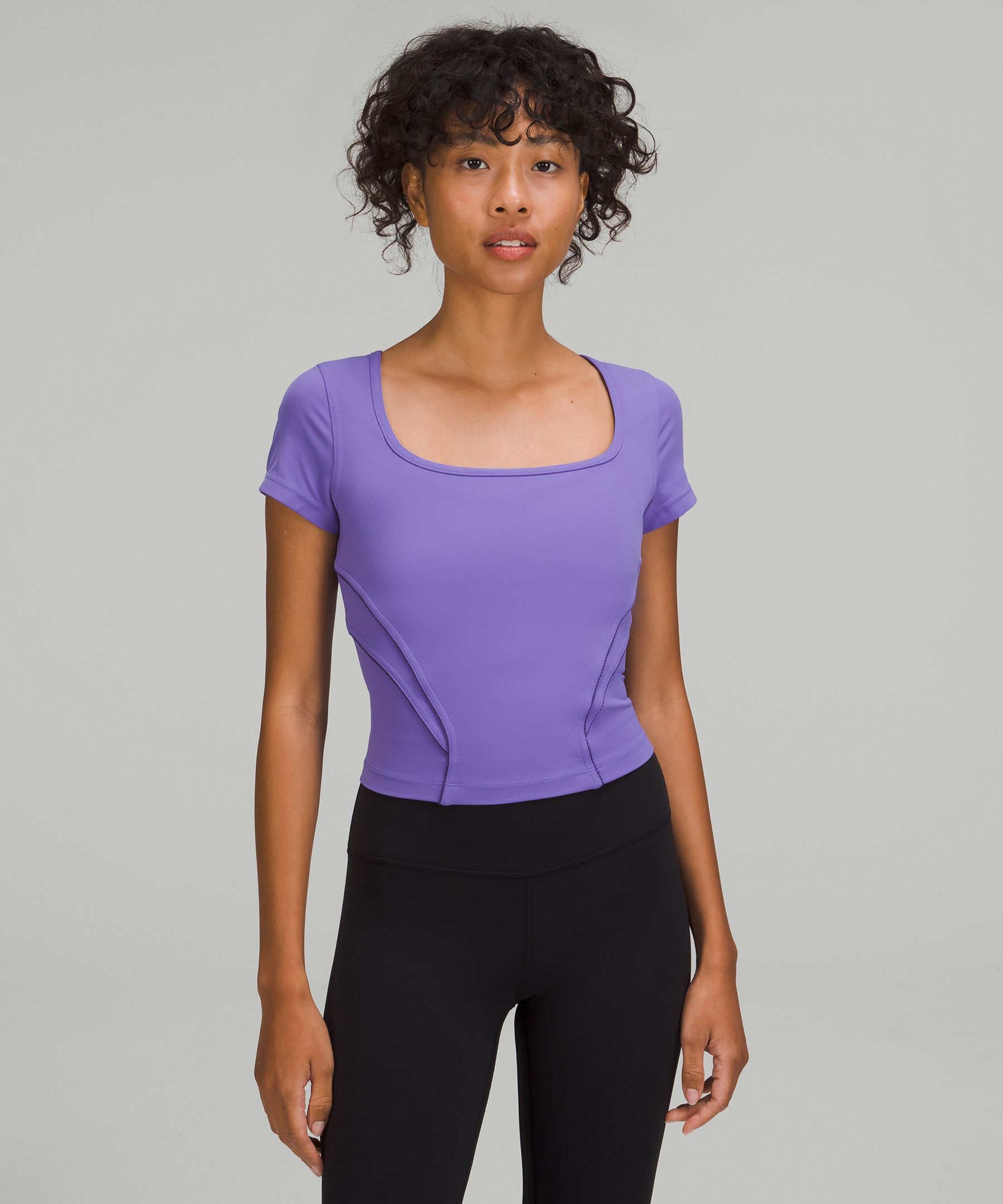 Square Neck Mesh and Nulu Yoga T-Shirt