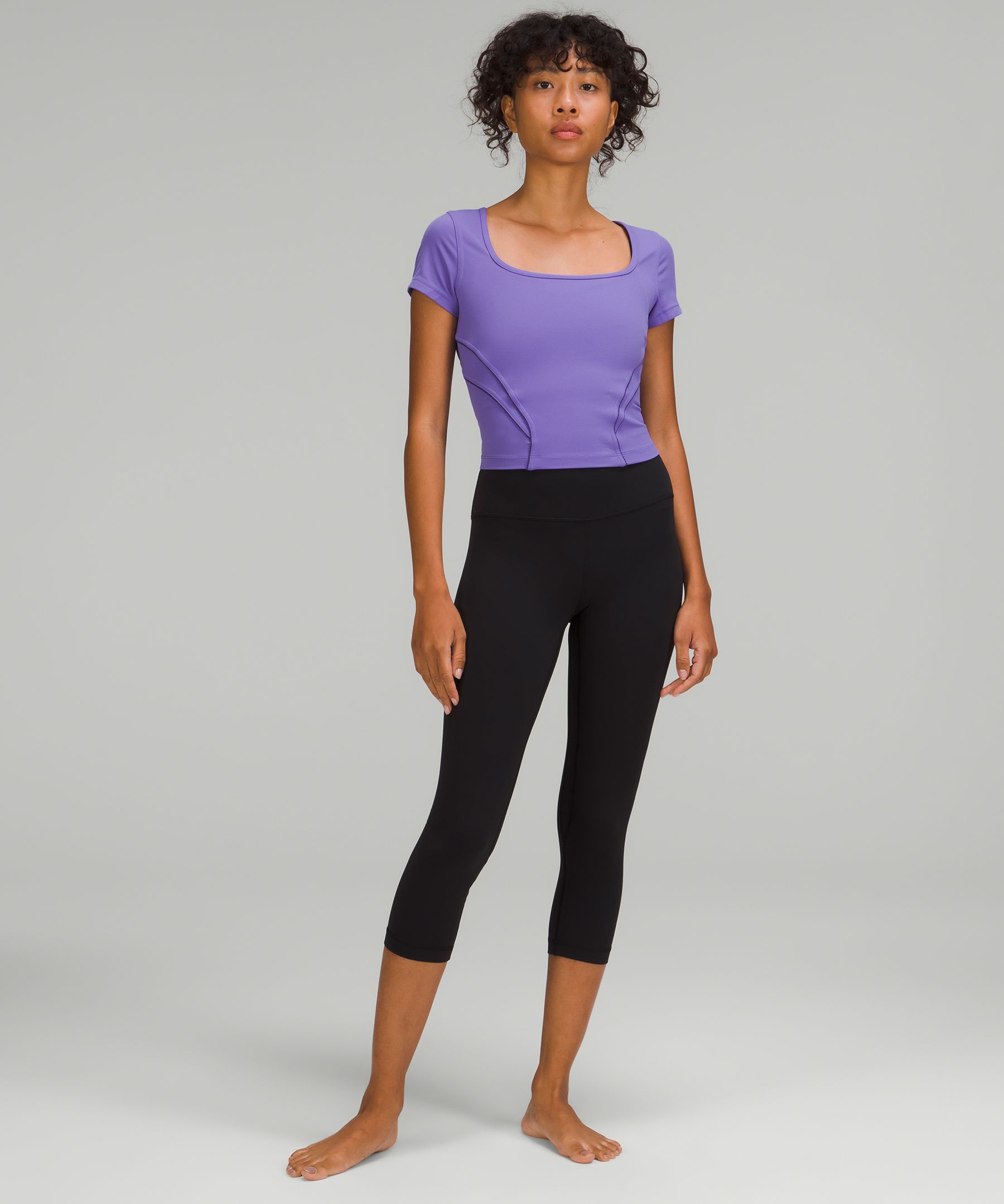 Square Neck Mesh and Nulu Yoga T-Shirt