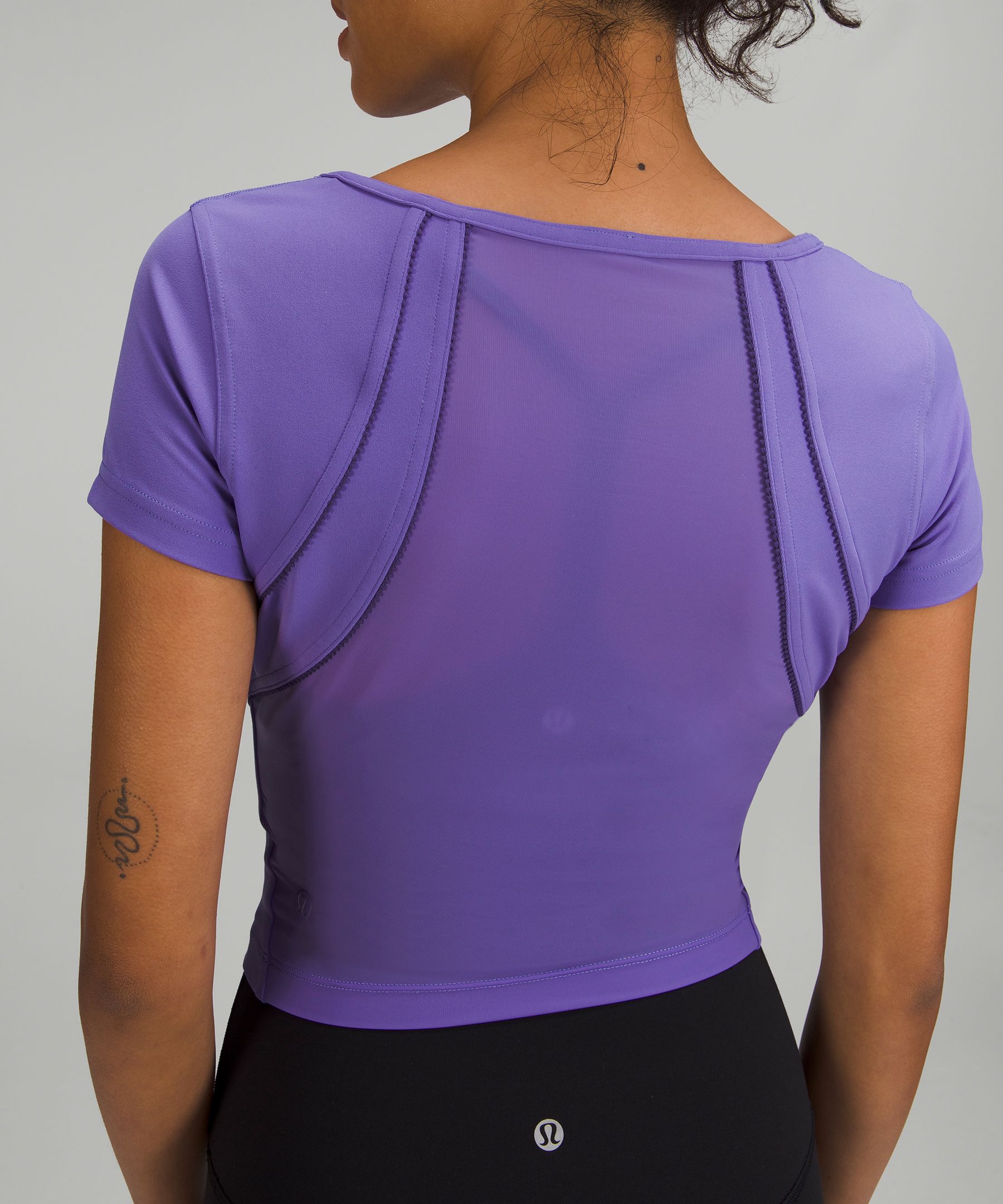 Lululemon Square Neck Mesh and Nulu Yoga T-Shirt - Black - lulu fanatics